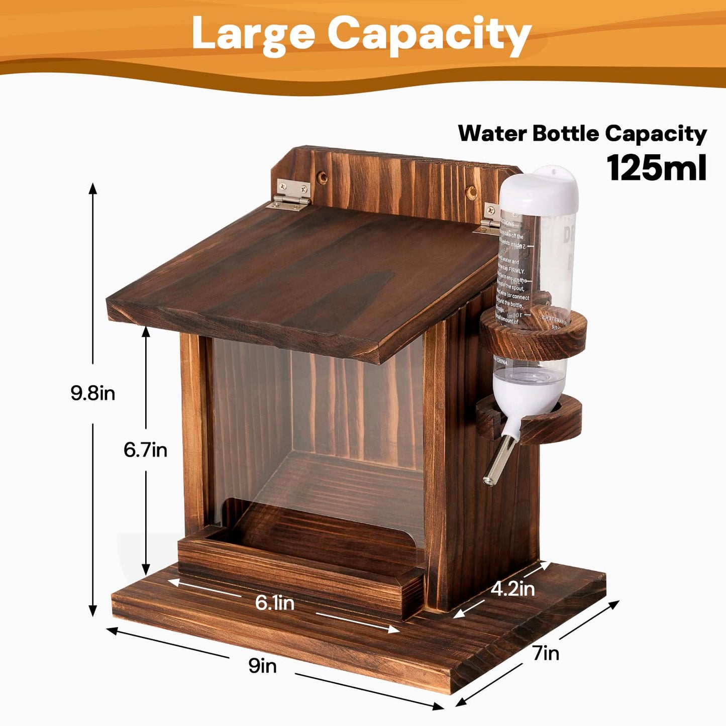 Squirrel Feeder, Squirrel Picnic Table Feeder with Water Feeder, Wooden Squirrel Feeders for Outside, Squirrel House for Corn Peanut