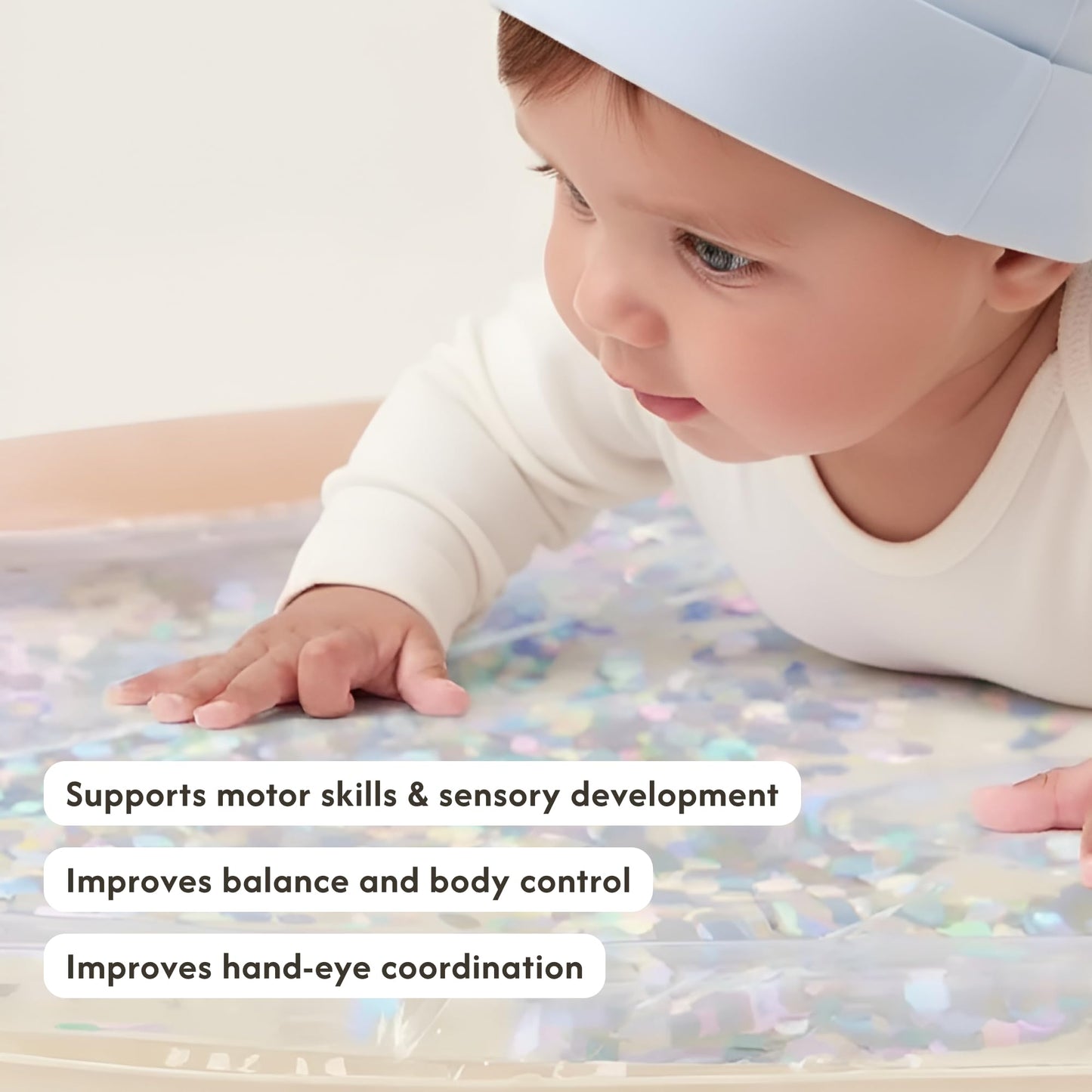 Hakuna Matte Baby Water Mat 73 x 42 cm - Tummy Time Water Mat from 3, 6 & 9 Months, Sensory Toy Baby with Glitter, Montessori Water Play Mat, Stomach Position Toy, Aquarium, BPA-Free, Odourless