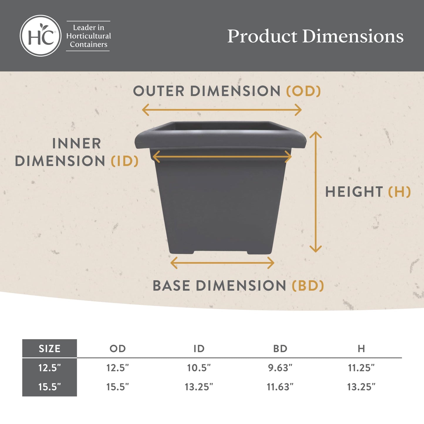 The HC Companies Accent Square Plant Pot w/Drainage - Classic Planters for Outdoor Plants & Indoor Plants - Lightweight & UV-Resistant Square Planter Box (15.5”, Evergreen, Pack of 1)