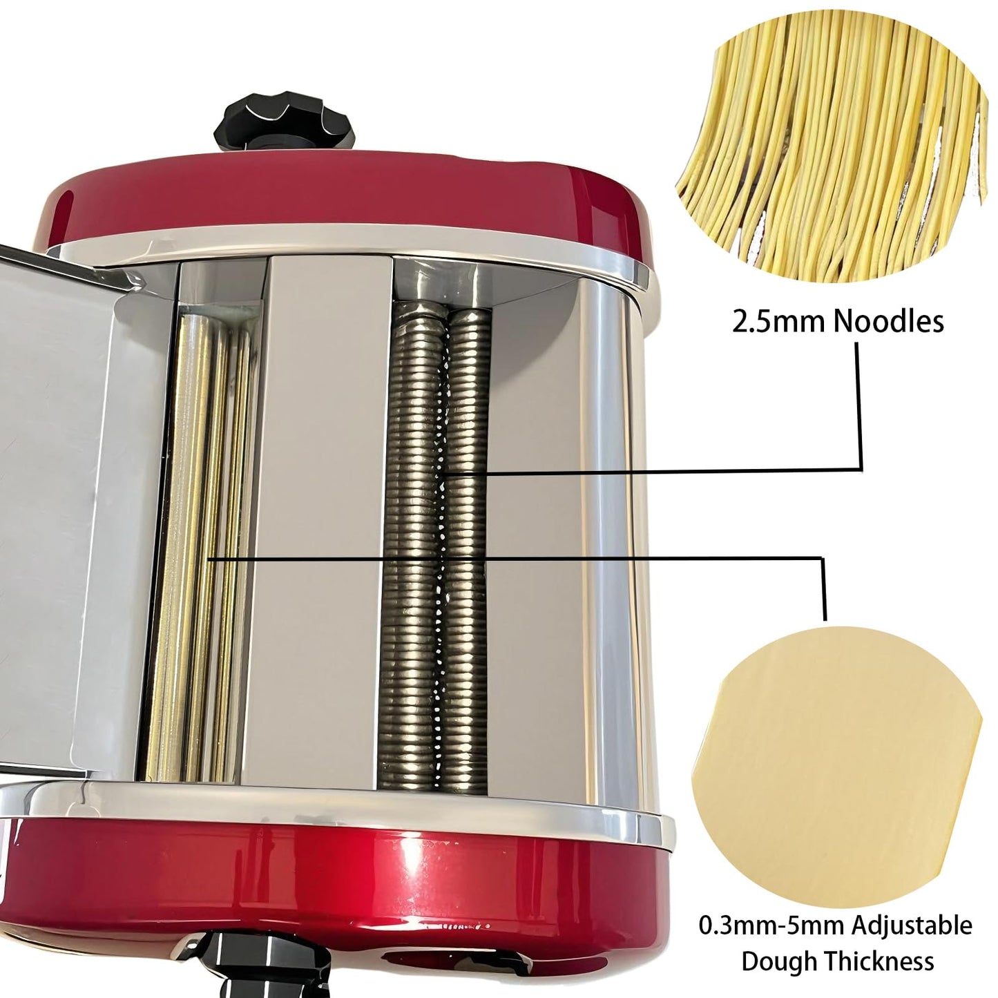 SHILINTONG Electric Pasta Maker Household Noodle Making Dough Pressing Machine Built-in 2.5mm Cutter 135W 5Kg/H Output for Commercial Home Use