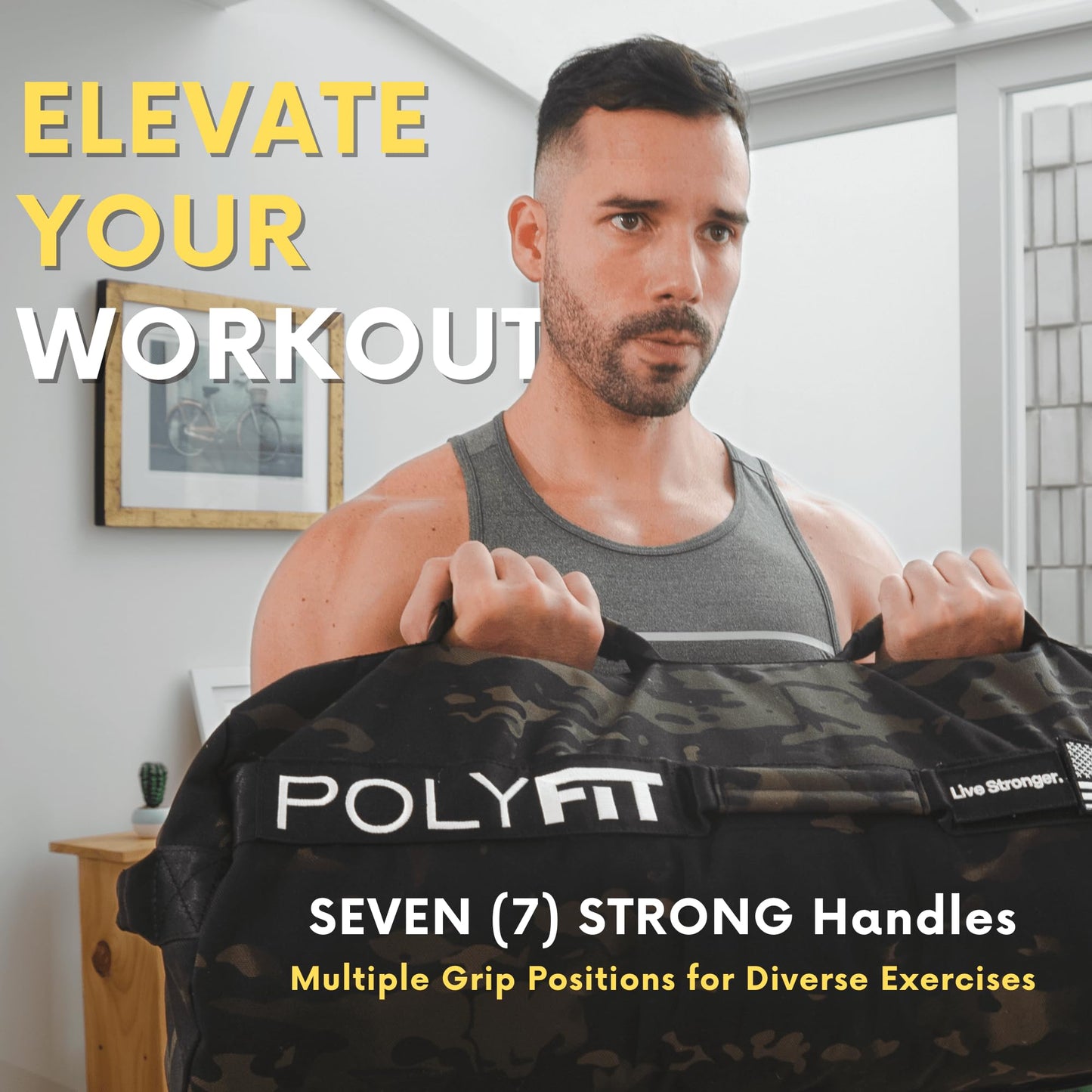 Polyfit Sandbag Pro - Workout Sandbag with Triple Closure Filler Bag and Reinforced Nylon Webbing - Black - 80LB