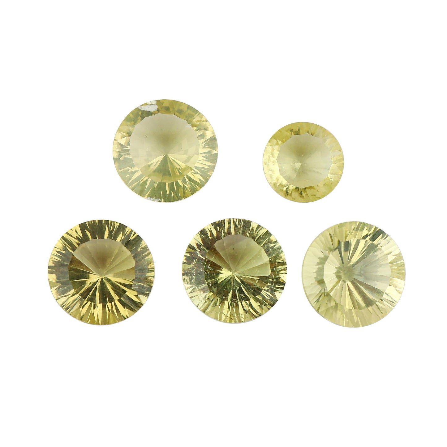 CRYSTALIS 5pcs AA+ Natural Lemon Quartz, Concave-Cut, Loose Gemstone Wholesale Bulk Cabochons Jewelry Making Supply, Chakra Healing Polished Stones, Wire Wrapping, DIY, Gem Collection, 14mm
