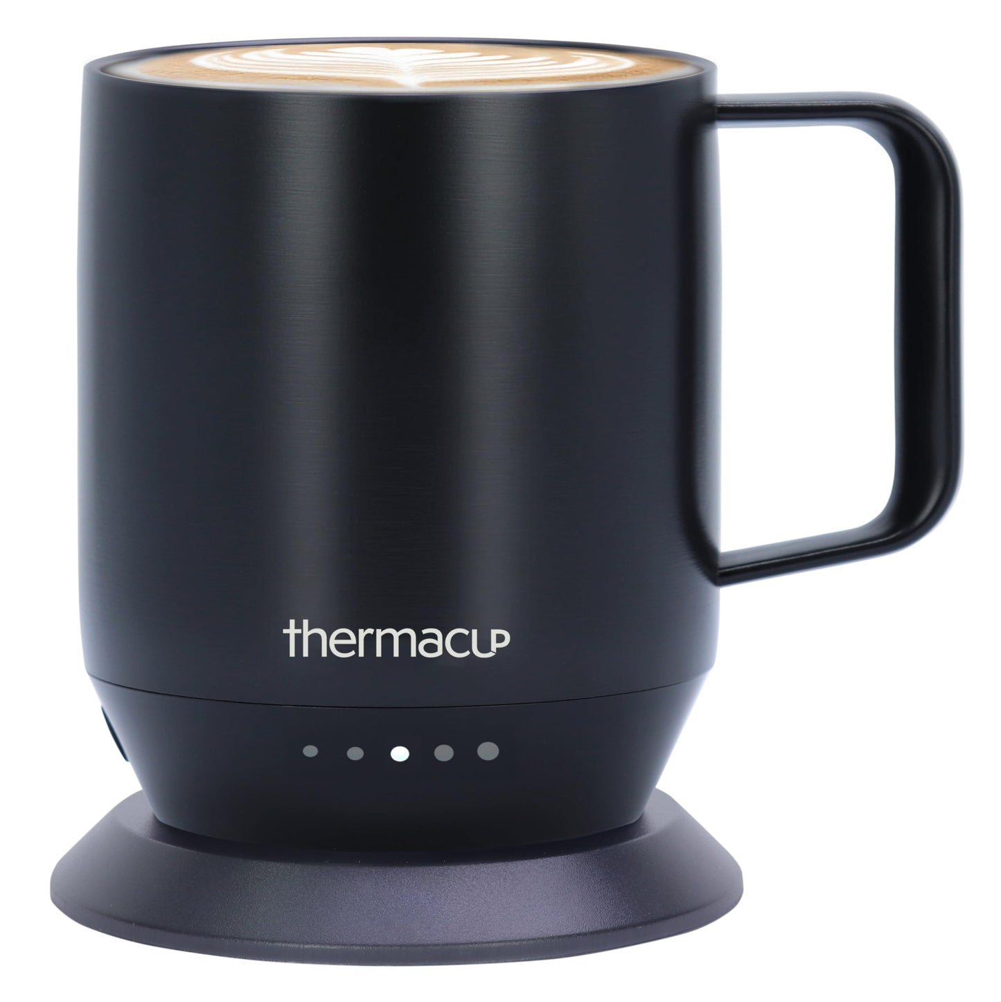 THERMACUP Premium Heated Coffee Mug with 5 Temperature Settings, Industry-Leading Smart Electric Cup, Up to 8-Hour Battery, 12oz with Lid (14oz Total Capacity) Midnight Black
