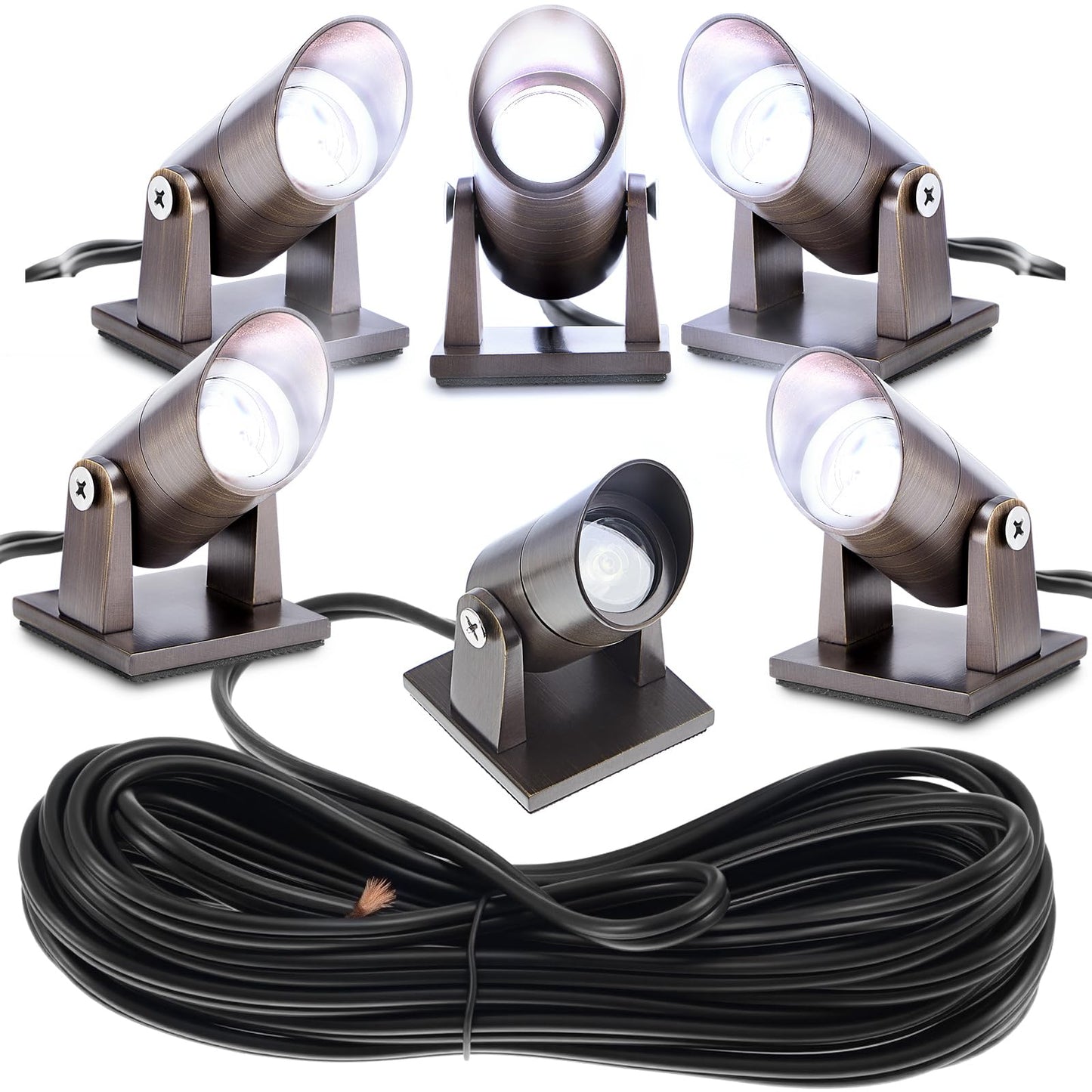 Rossesay 6 Pack Waterproof Brass Underwater Light Ip65 Pond Lights LED Submersible Pool Fountain for Swimming Home Garden Patio Pond Fountain Waterfall Landscape Rockery