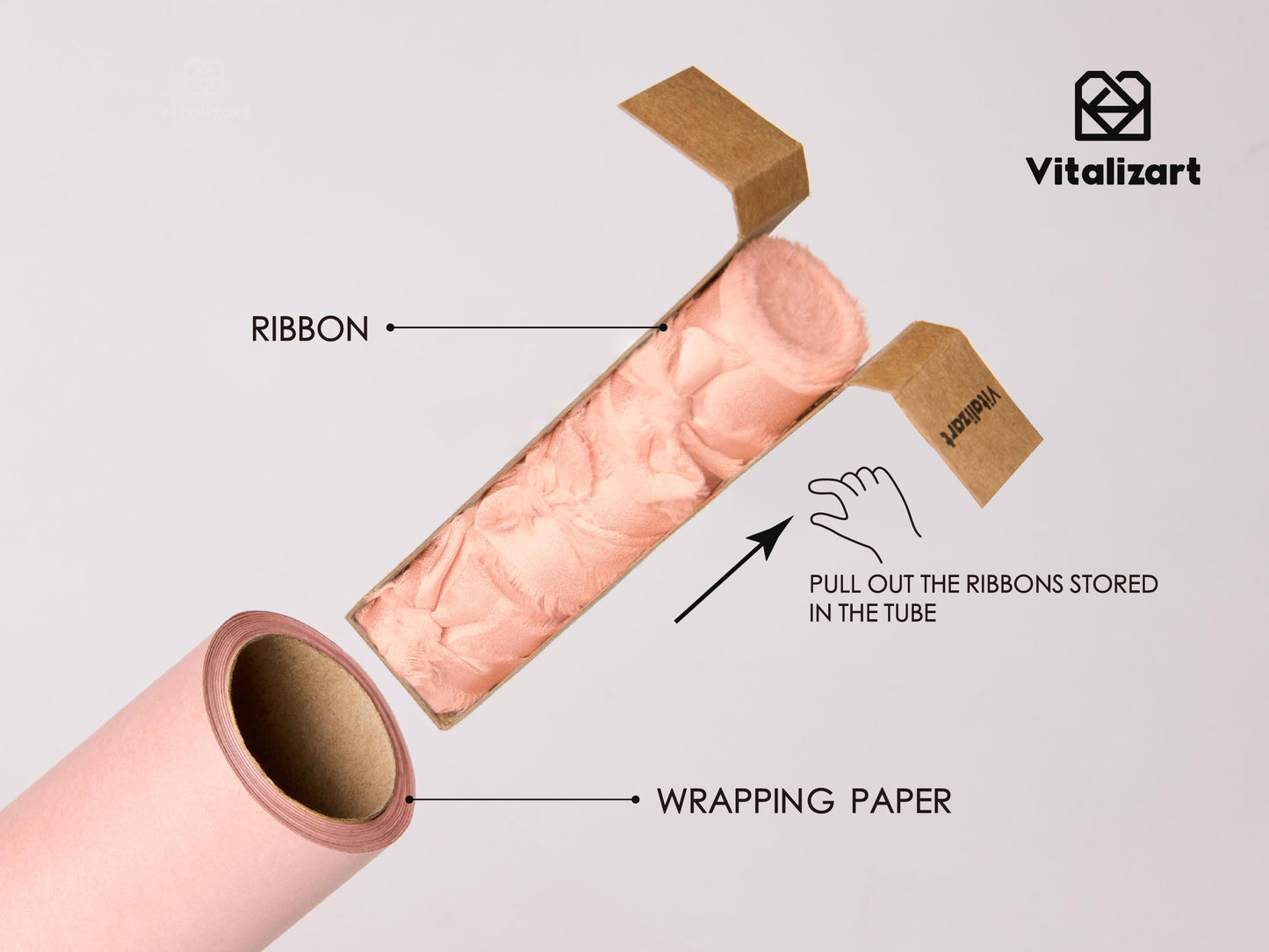 Vitalizart Pink Wrapping Paper Set 17" Pearly-Lustre With Silk Like Satin Ribbon & Gift Tags Recyclable Christmas Gift Wrapping Birthday Baby Shower Wedding Handmade Crafts 197"(16.4 Ft)