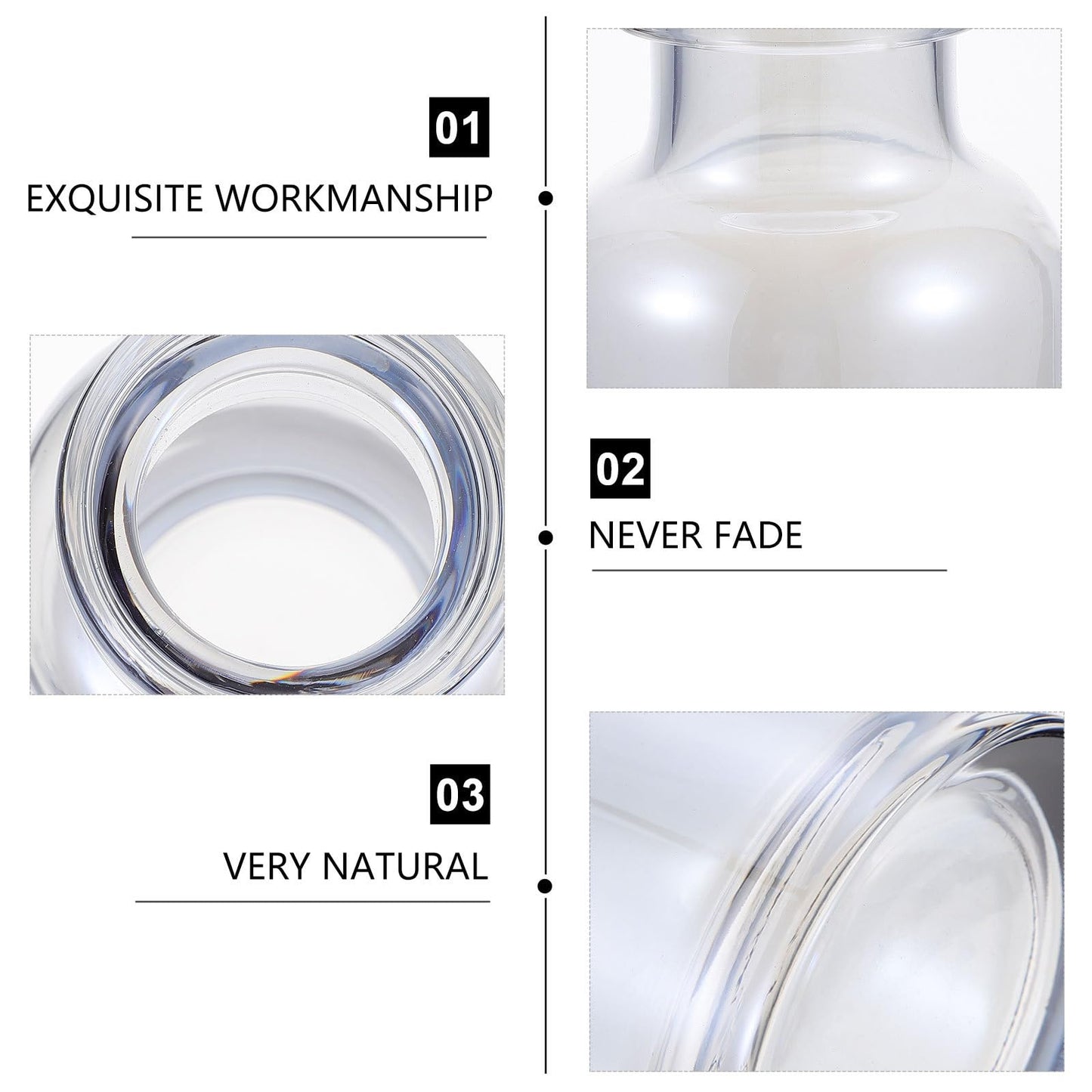 Yardwe Hydroponic Glass Vase Desktop Planter Small Mouth Ocean Blue Glass Container for Home Decoration and Indoor Plant Terrarium