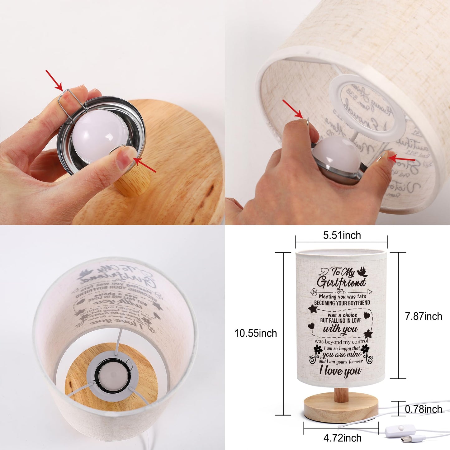 WSYEAR Romantic Gifts for Girlfriend Mothers Day Gifts, Night Light Lamp, Girlfriends Birthday Gifts for Her from Boyfriends
