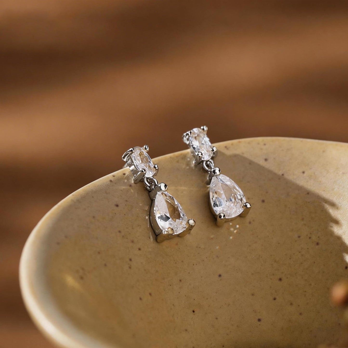 Qyalie Dangle Drop Earrings for Women Wedding Bridal Rhinestone Long Cubic Zircon Dangling Crystal Chandelier Sparkly 14K Gold Plated Dainty Trendy Jewelry (Silver-Two CZ)