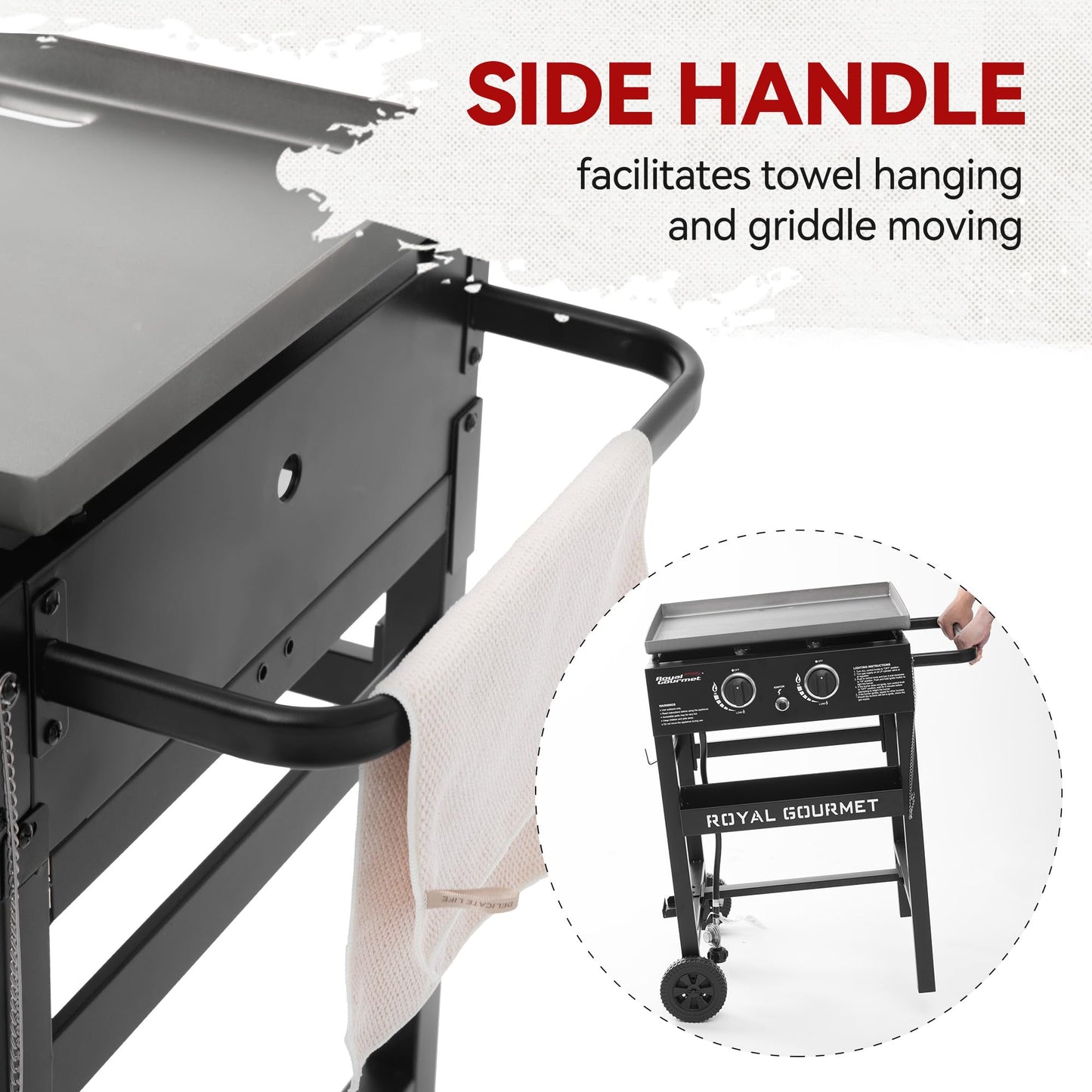 Royal Gourmet GB2000N 2 Burner Propane Gas Griddle, 23 Inch Flat Top Grill with 450 Sq. In. Cooking Area for Backyard and Tailgating, Black