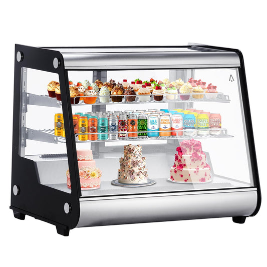 5.3 Cu.Ft Countertop Refrigerator Display Case,149L Commercial Display Refrigerator with Adjustable Shelves, Automatic Defrost, Stainless Steel Food Display Case for Cafe, Restaurant & Grocery Stores
