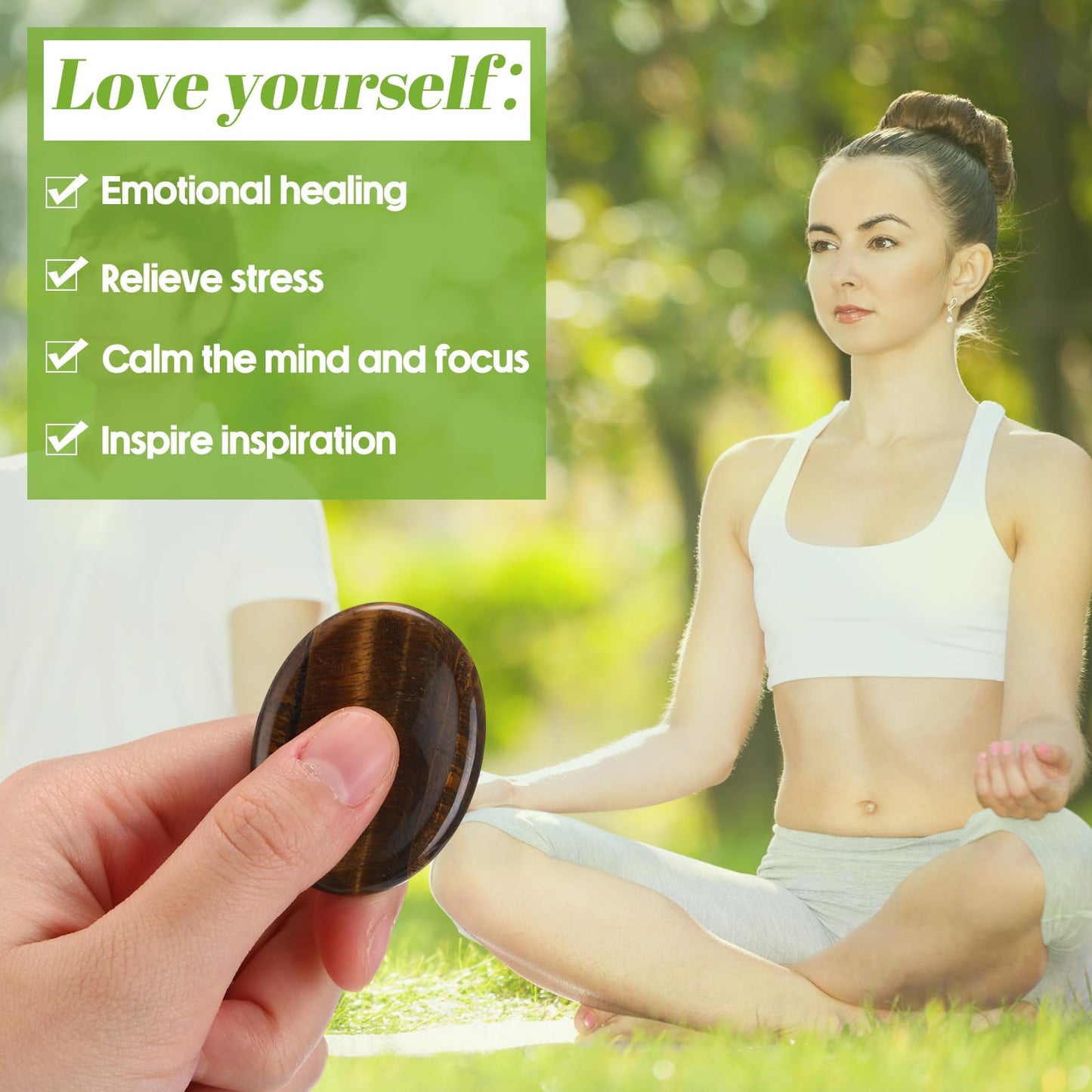 Fumete 12 Pcs Thumb Worry Stone for Anxiety Chakra Crystals Oval Chakra Stones Amethyst Tigers Eye Crystal for Anxiety Stress Relief Meditation Valentines Easter Gift Office Stress (Classic Set)