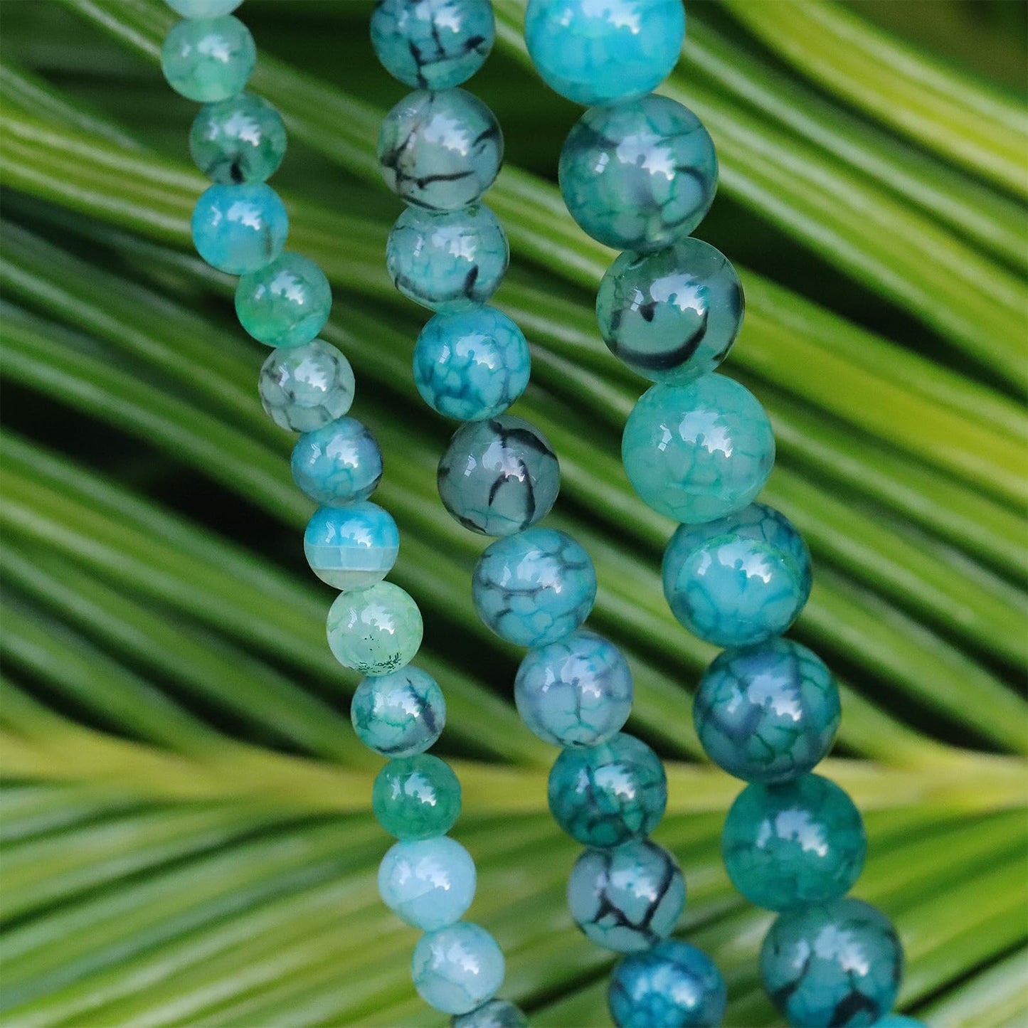 35pcs 10mm Natural Gemstone Beads for Jewelry Making Supplies,Green Dragon Vein Agate Healing Crystal Polished Round Loose Stone Beads for Bracelet Necklace 15 Inch