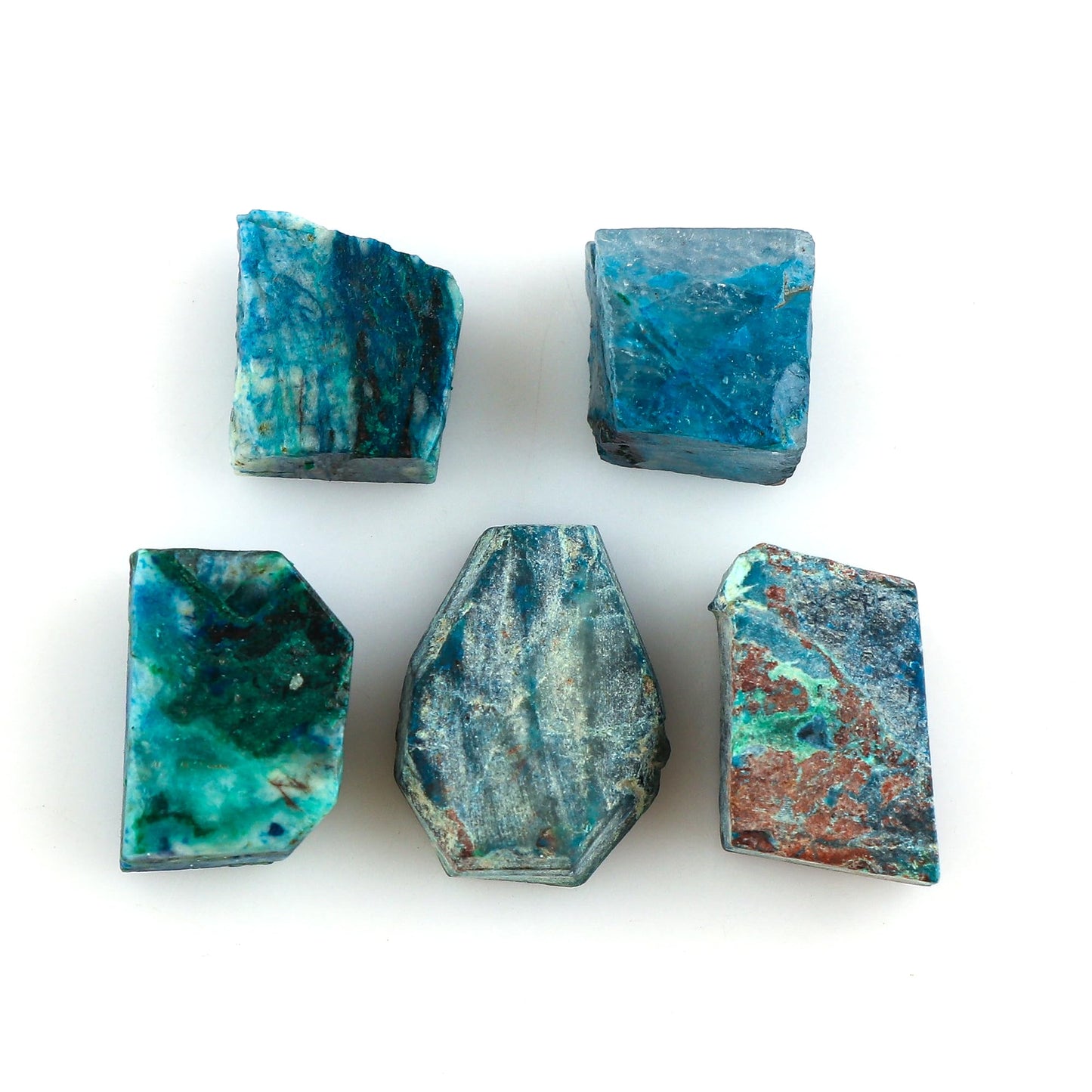 CRYSTALINES 5pcs Natural Raw Chrysocolla Gemstones, DIY Jewelry Making, Wholesale Bulk Loose Supply, Chakra Healing Crystals, Gem Collection, Chrysocolla Rough Stones, AAA Grade