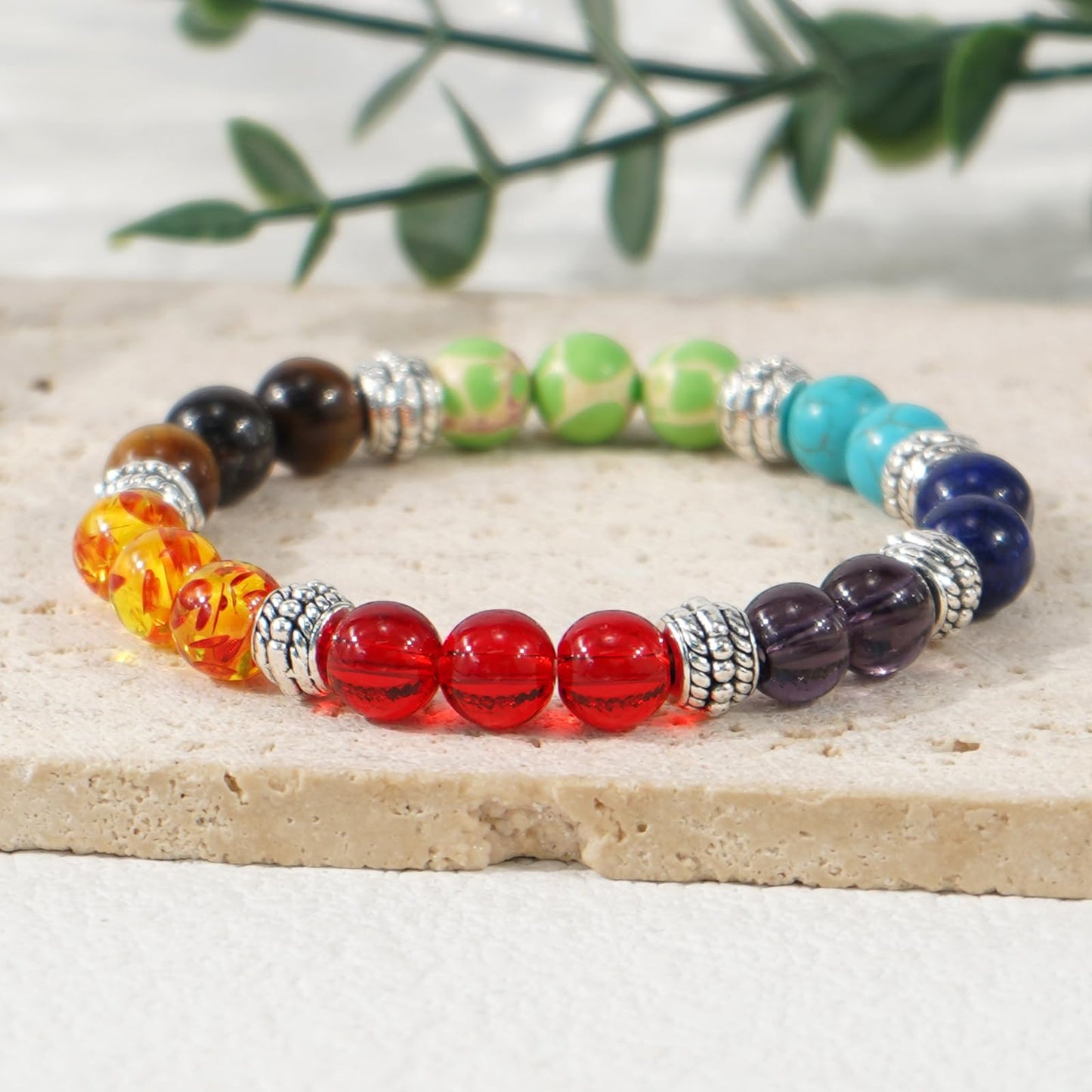 Bohxantium 7 Chakra Bracelet Reiki Healing Crystal Stone Bracelets for Women Natural Stone Beaded Anxiety Relief Spiritual Energy Yoga Stackable Jewelry for Women Men Meditation Relax Friendship Gift