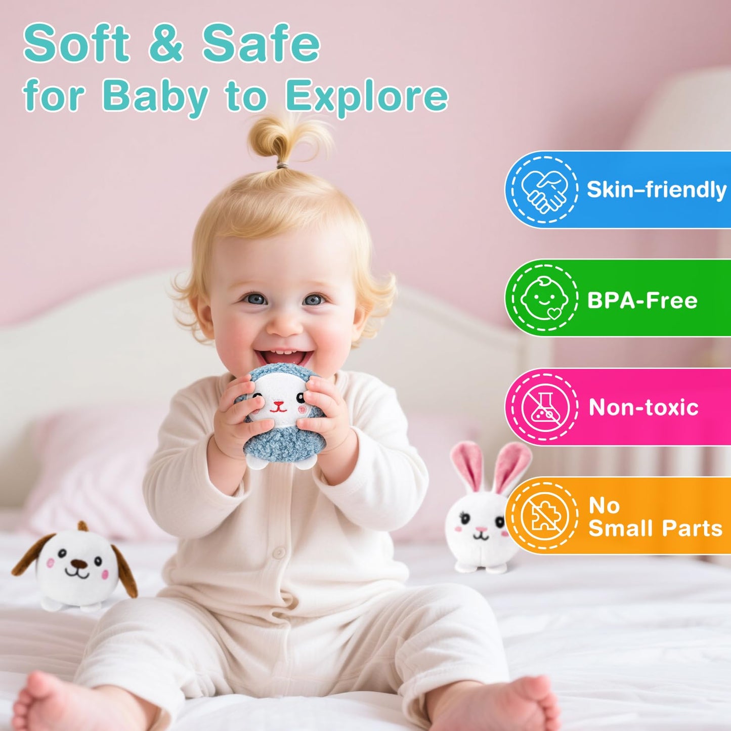 NECTAR BABY Soft Baby Sensory Toys - First Surprise Barn with 6 Stuffed Farm Animals - Rattles, Crinkles, Squeak, Mirror - Montessori Toys for 6-12 Months Infant & 1-3 Years Toddler Gifts & Travel Toy