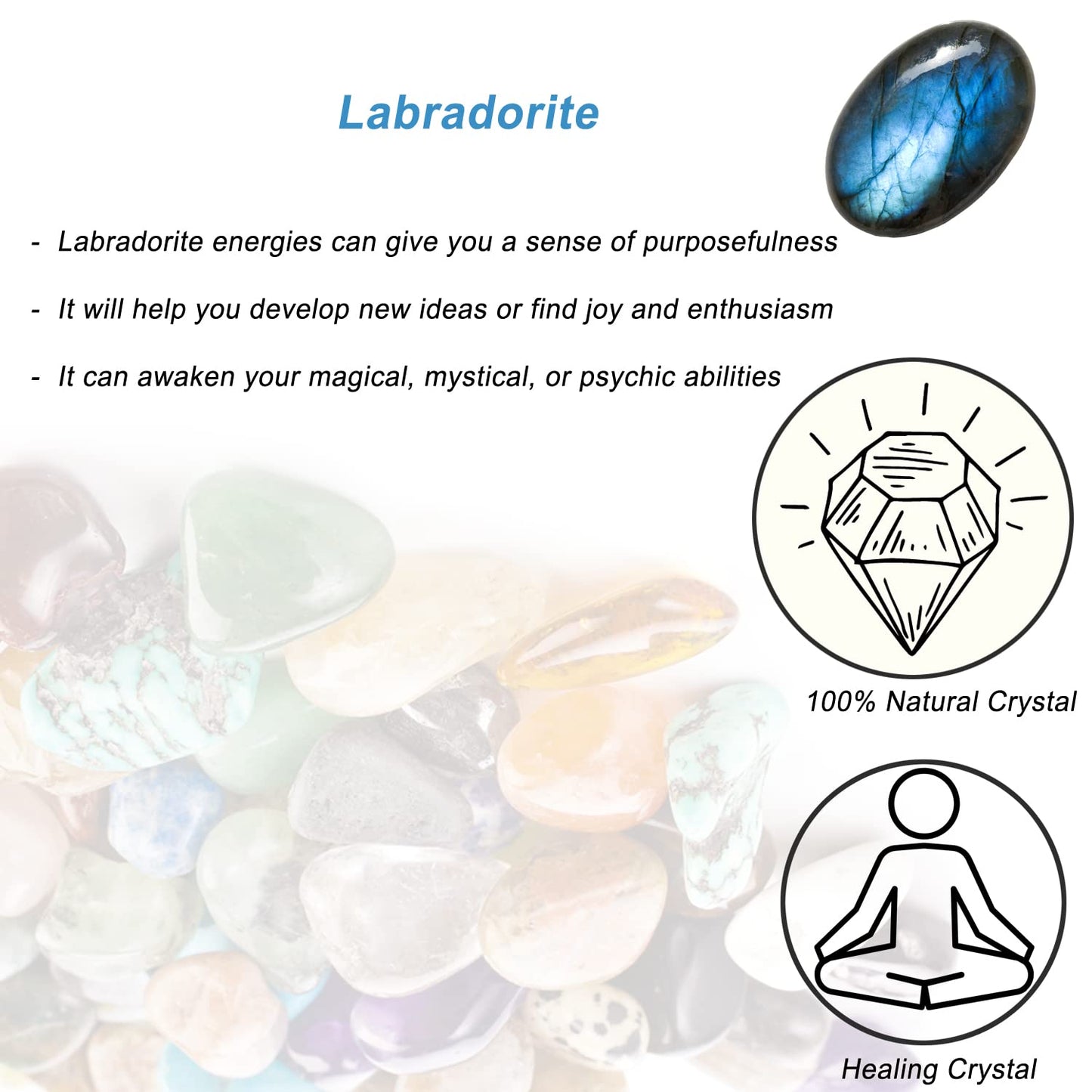 Labradorite Healing Crystal Stones, 1.25-2.0" Large Reiki Healing Gemstones Natural Tumbled Polished Stones for Energy Witchcraft Therapy Meditation