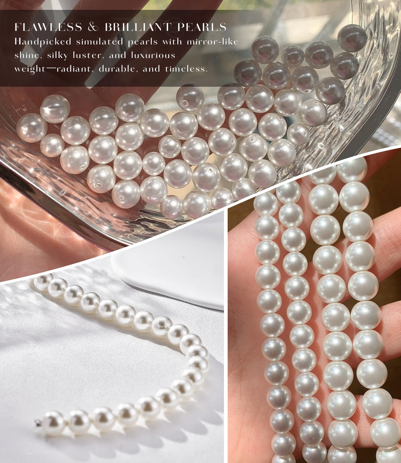 Raneecoco HYPER LUSTER Sterling Silver 8mm White Round Simulated Pearl Necklace for Women | Dainty 18 inch Pearl Choker Necklace | Gift Ready for Wedding