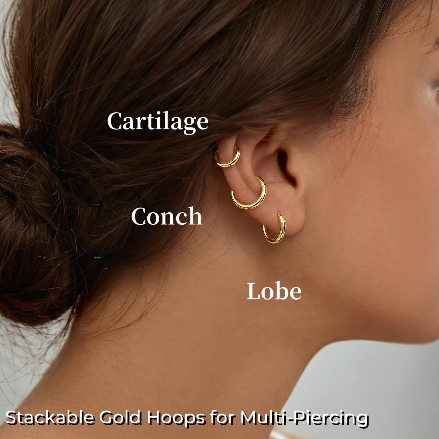 Gokeey Gold Earrings for Women Men, 14k Gold Plated Hypoallergenic Small Hoop Earrings Jewelry, Gold Huggie Hoops Earrings Set Lightweight Cartilage Earrings Gifts 4 Pair