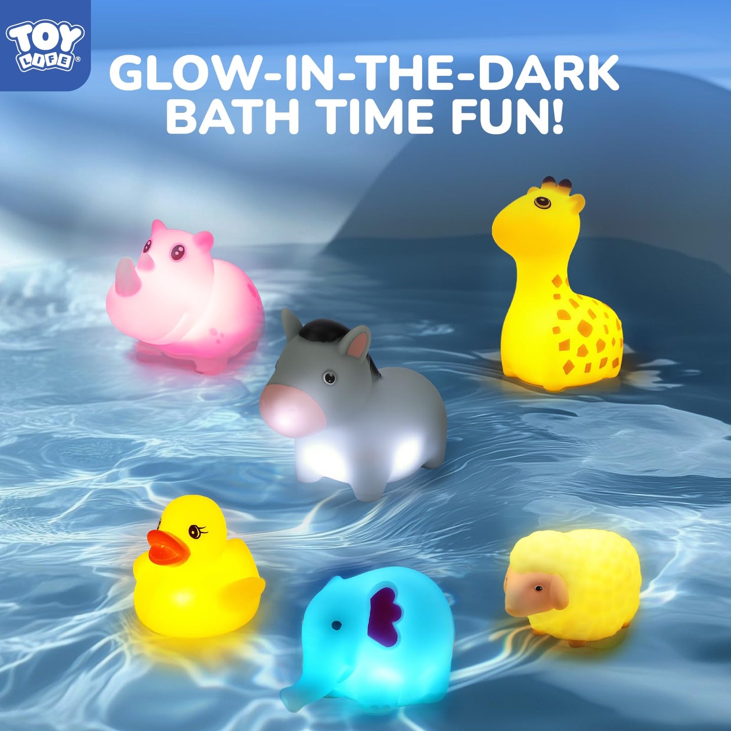 TOY Life 12 PCS Animals Light Up Bath Toys for Kids Ages 4-8, No Hole Glow Bath Toys for Kids, Baby Toddler Bath-Time, Bathtub Toy Gifts for Kids Girls Boys, Ideal for Shower, Bathtub, Pool