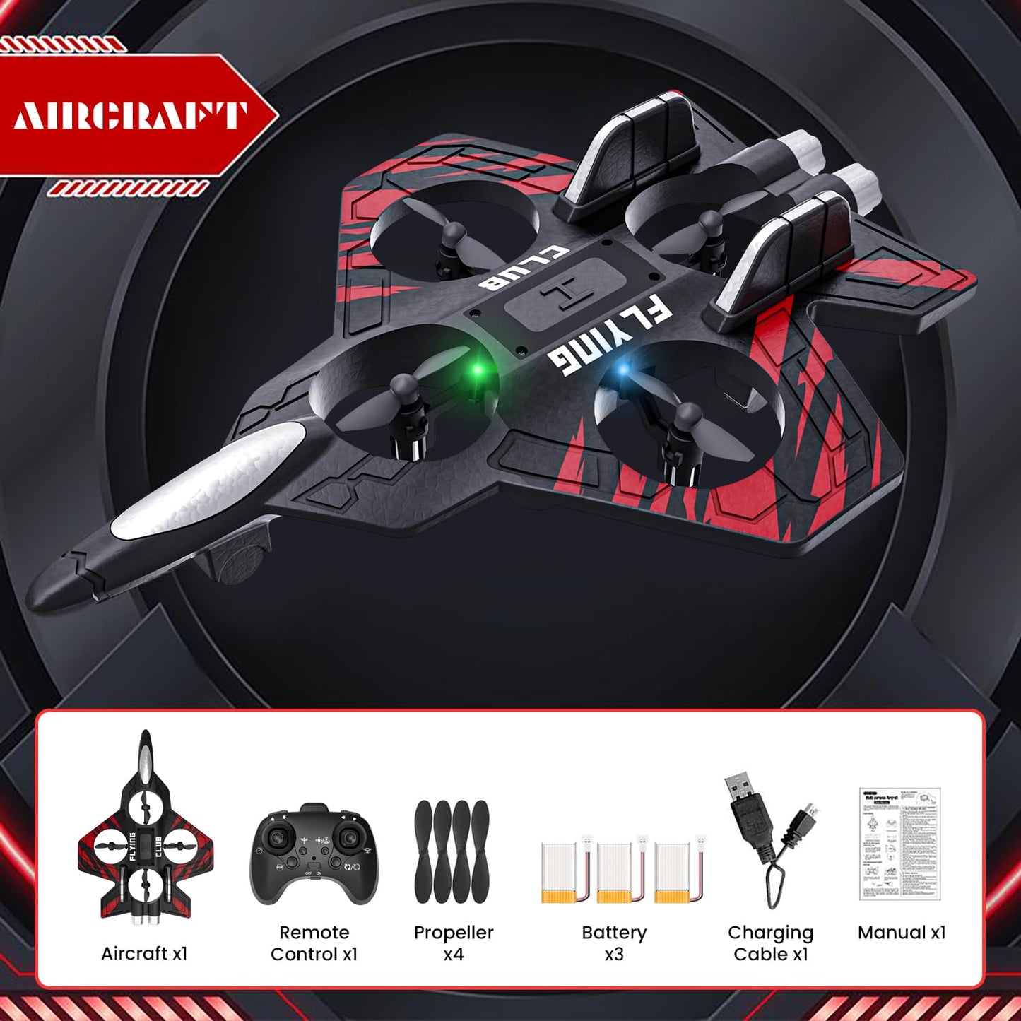 Epstur RC Plane - RC Airplane Fighter, Foam Remote Control Airplanes, RC Plane Fighter Jet with Auto Hover, Headless Mode 3D Flip Colorful LED Lights & 3 Batteries Remote Control Fighter