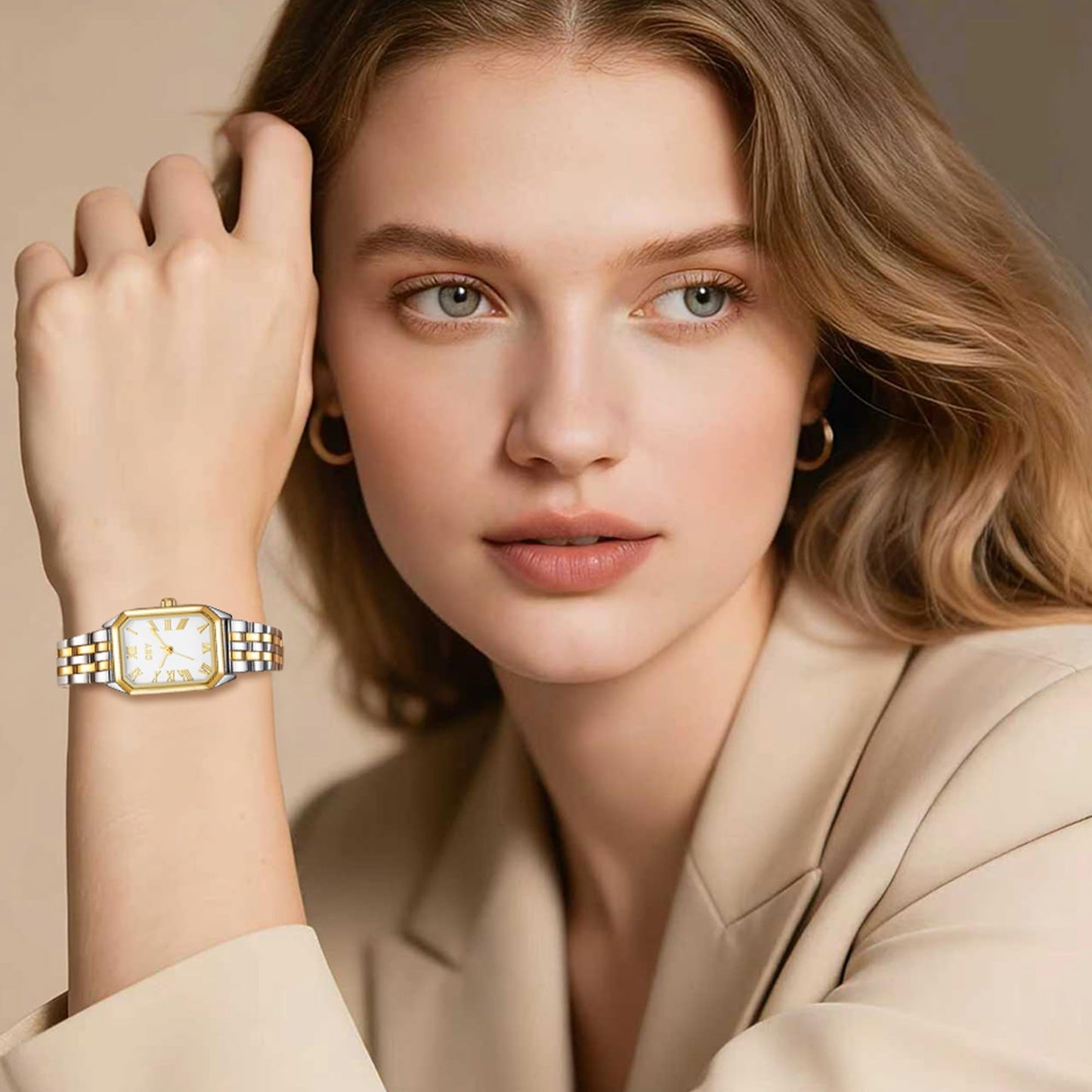 Gifts for Women Jewelry Set, 925 Silver Moissanite Necklace, Gold Watch Stainless Steel Bangle with Eternal Roses Wooden Gift Box Ideal for Mother's Day Birthday Anniversary Christmas Valentine's Day Wife Gift