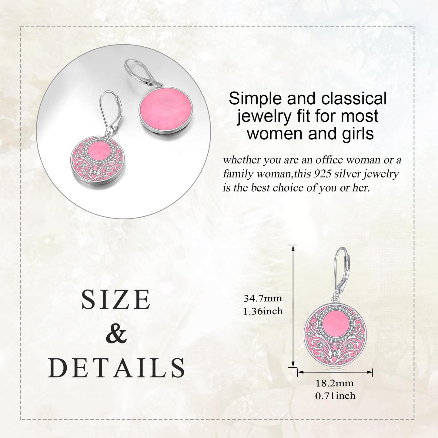 Hot Pink Earrings Sterling Silver Filigree Irish Celtic Pink Drop Earrings Jewelry Gifts For Women