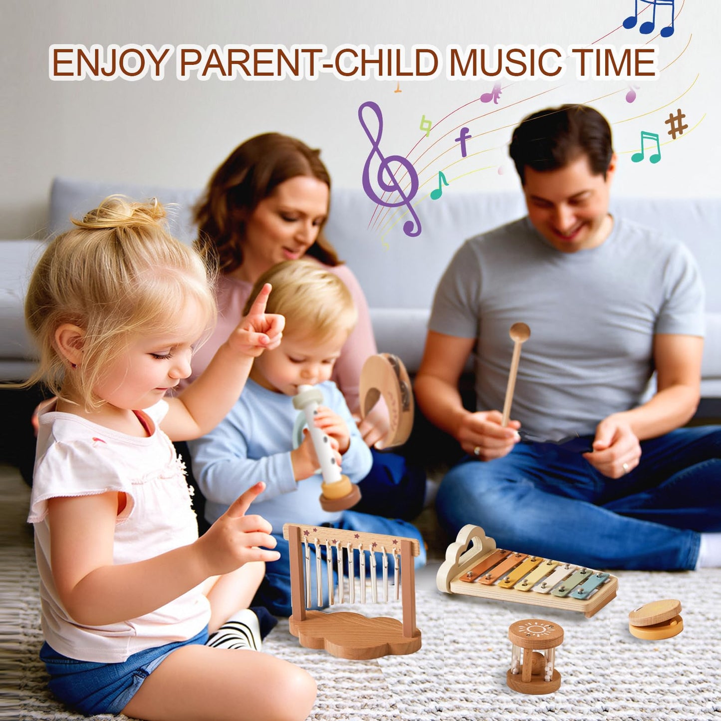 Smartwo Baby Montessori Musical Instruments,Wooden Percussion Xylophone Musical Toys for Toddlers,Sensory Toys for 18+ Month Old,Kids Preschool Educational,Birthday Gift for Ages 2 3