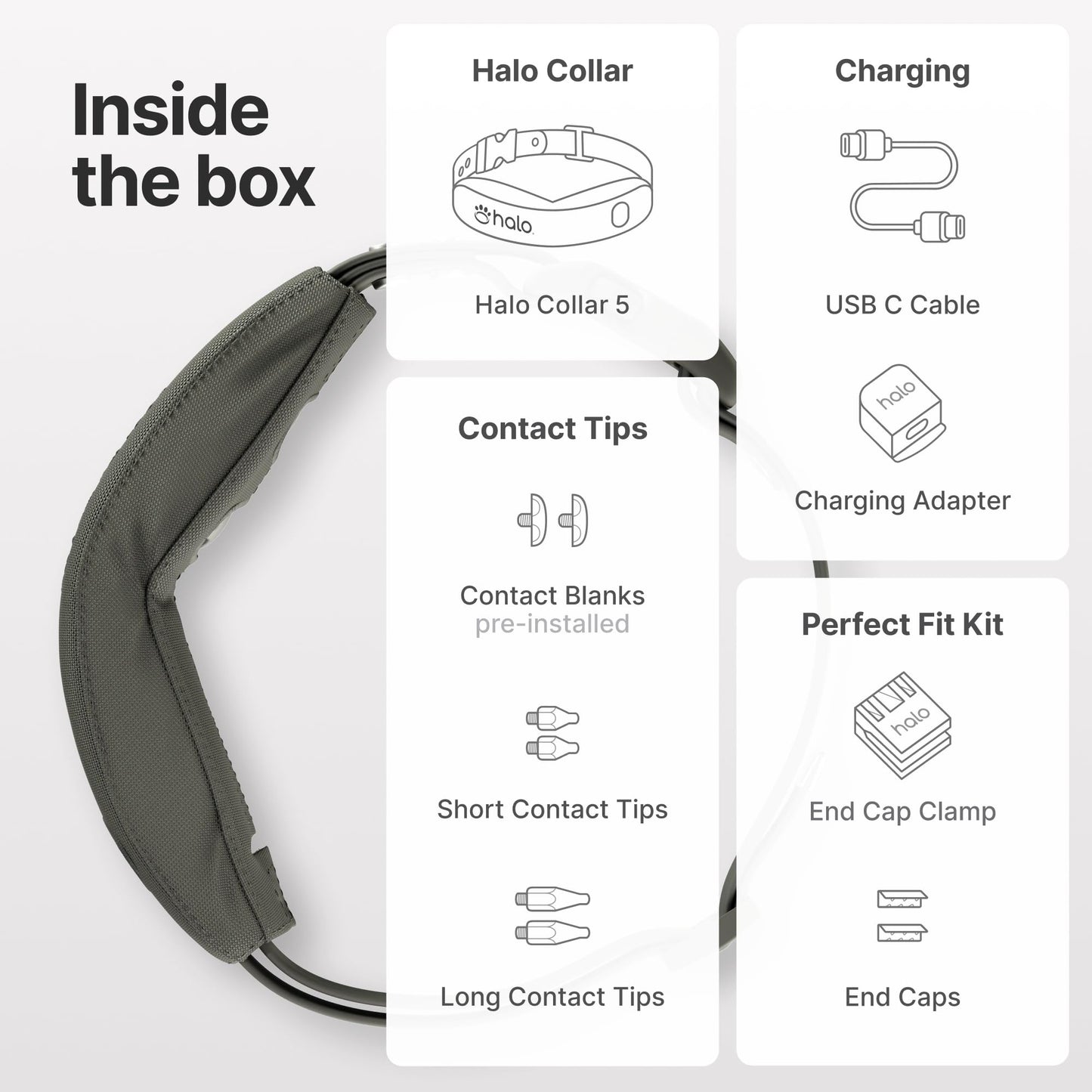 Halo Collar 5 Wireless Dog Fence & GPS Dog Collar, Keep Your Dog Safely Contained Outdoors with App-Controlled Boundaries and Real-Time Tracking, One Size, Midnight
