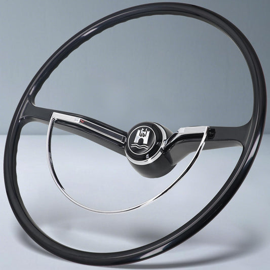 Sorghum 15" Universal Steering Wheel - Classic Steering Wheel with Horn Button Compatible with 1965-1973 Volkswagen Beetle - Piano Lacquer Black