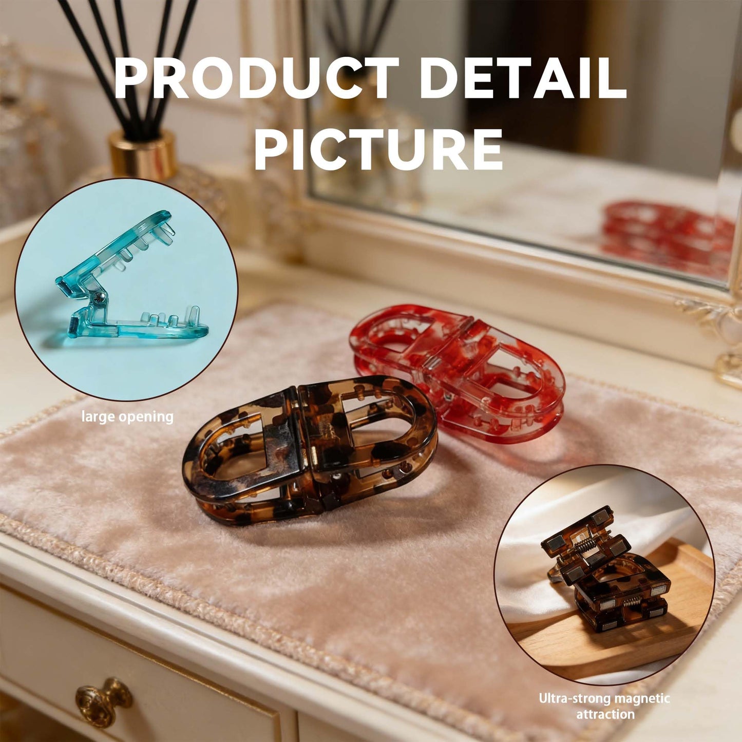 Upgrade Magnetic Hair Clips,Strong Hold Magnetic Styling Clips,Suitable for various hair types and everyday styling (A)