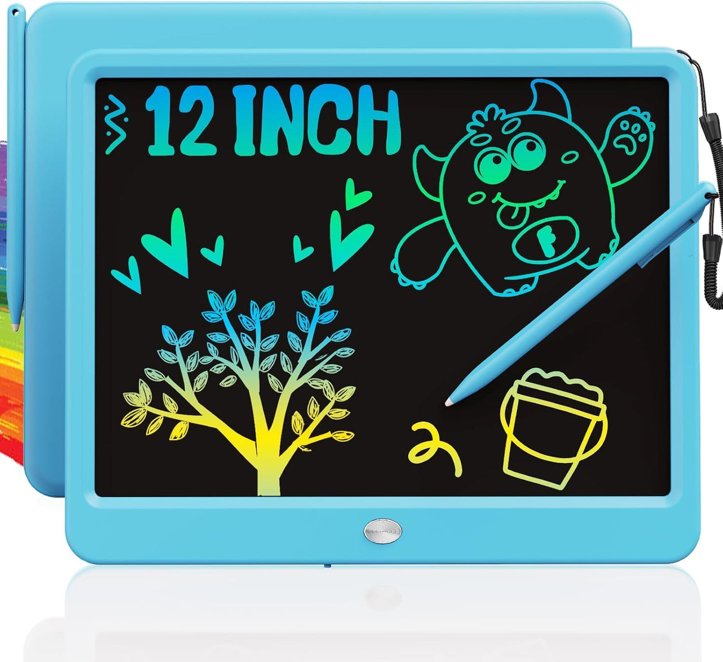TEKFUN 12 Inch LCD Writing Tablet for Kids, Coloring Drawing Pad, Mess Free Doodle Board, Airplane Travel Toys for Boys and Toddlers, Road Trip Essentials, Gifts for 3 4 5 6 7 8 Year Old Girls(Blue)