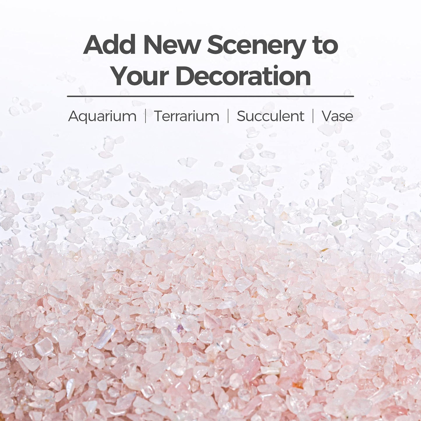 T4U Tumbled Chips Stones Crushed Crystal Quartz 2 LB, Irregular Shaped Gravel Pebble Healing Stone, DIY Smoothed Rock for Potted Plant,Resin Art,Vase Fillers Aquarium Gravel Rocks (Light Rose)