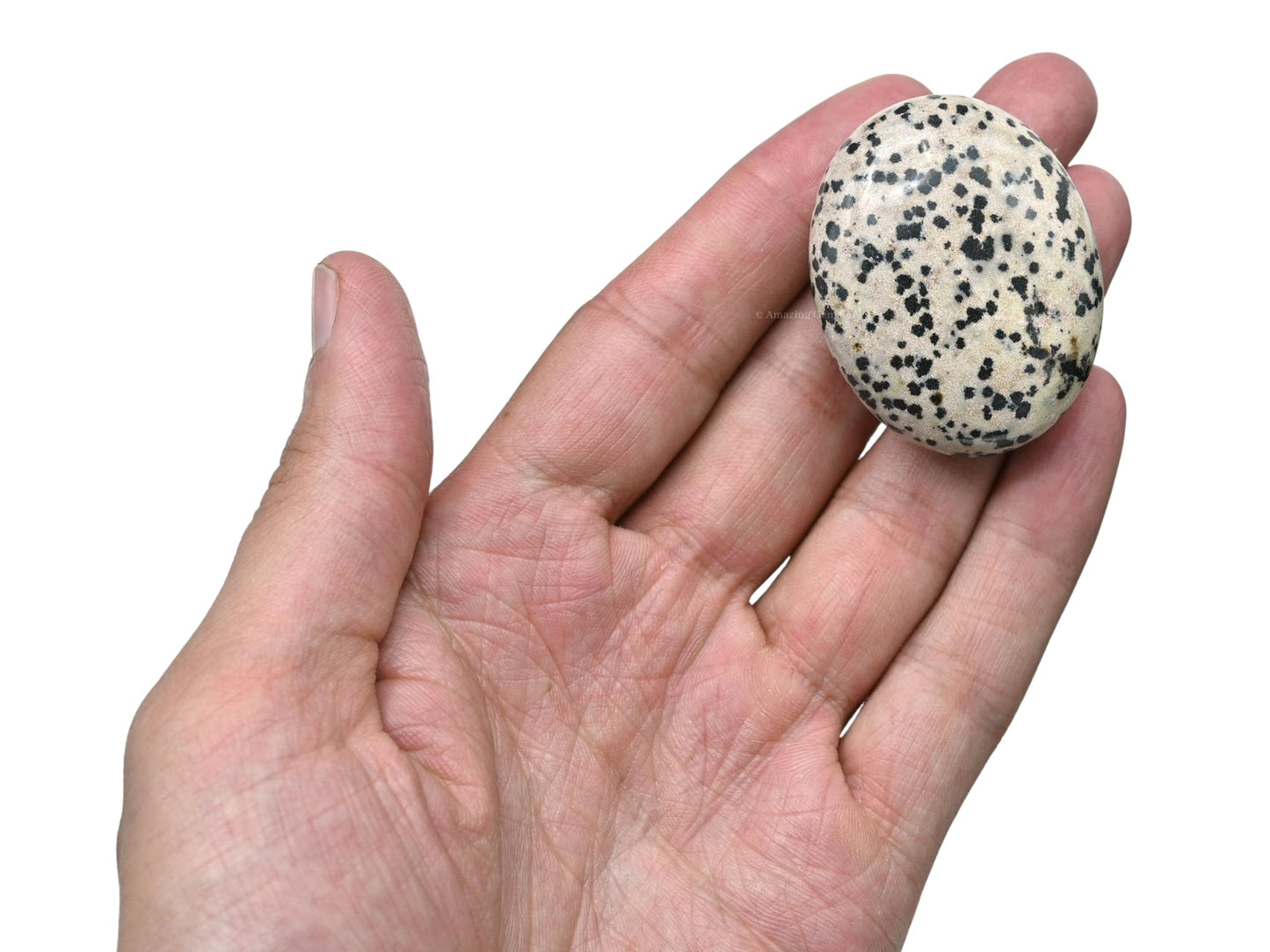 Amazing Gemstone Dalmatian Jasper Crystals and Healing Stones - Large Palm Stone Crystals Piedra - Crystal for Good Luck, Positive Energy, Meditation - Unique Stocking Stuffers Gifts for Women, Men