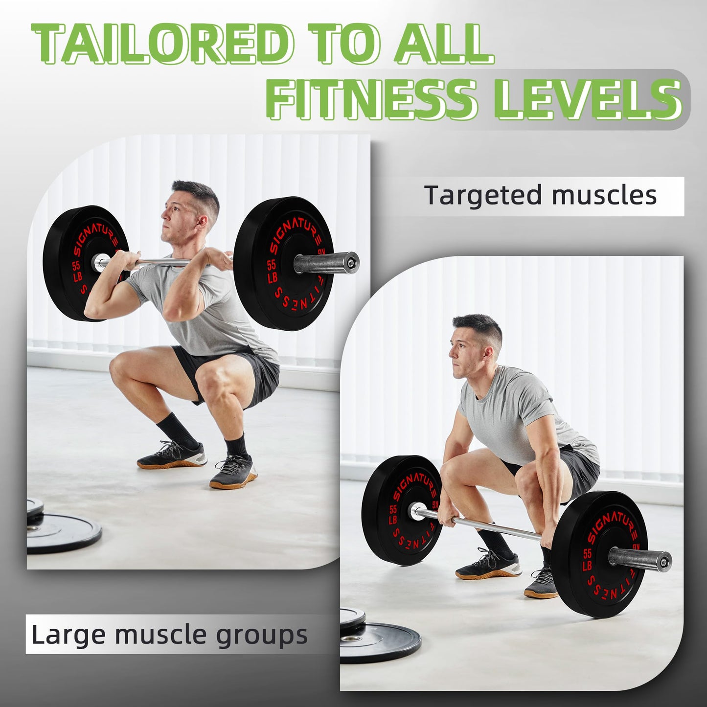 Fitvids 2-Inch Olympic Bumper Weight Plates Including 160 LB Weight Plates & 7FT Olympic Barbell Bar, Colored