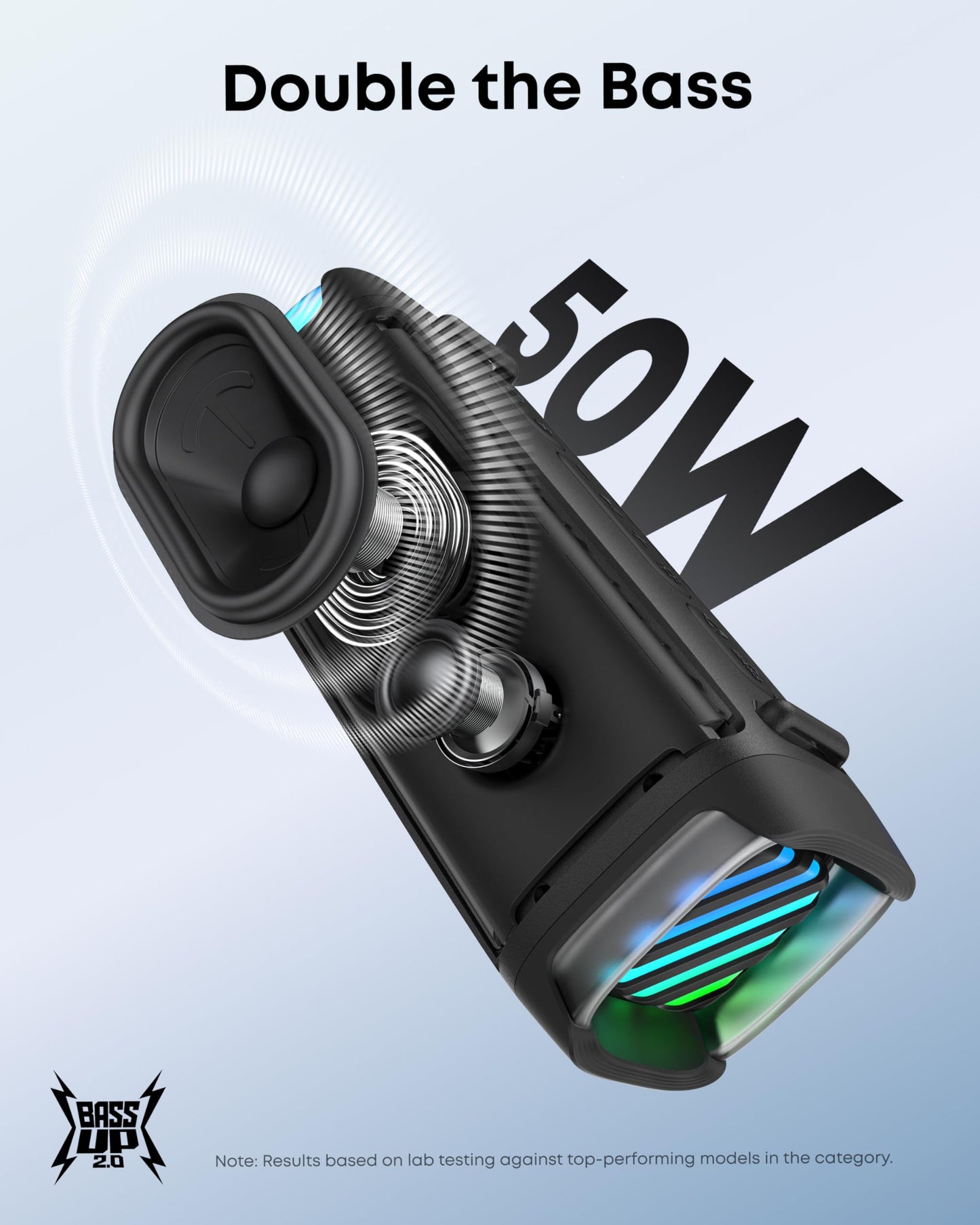 Soundcore Boom 3i by Anker, Compact Outdoor Speaker, IP68 Waterproof, Floating Playback, Saltwater-Resistant, BassUp 2.0, 50W Portable Speaker, Bluetooth 5.3, 16H, TWS, Kayak/Fishing/Camping