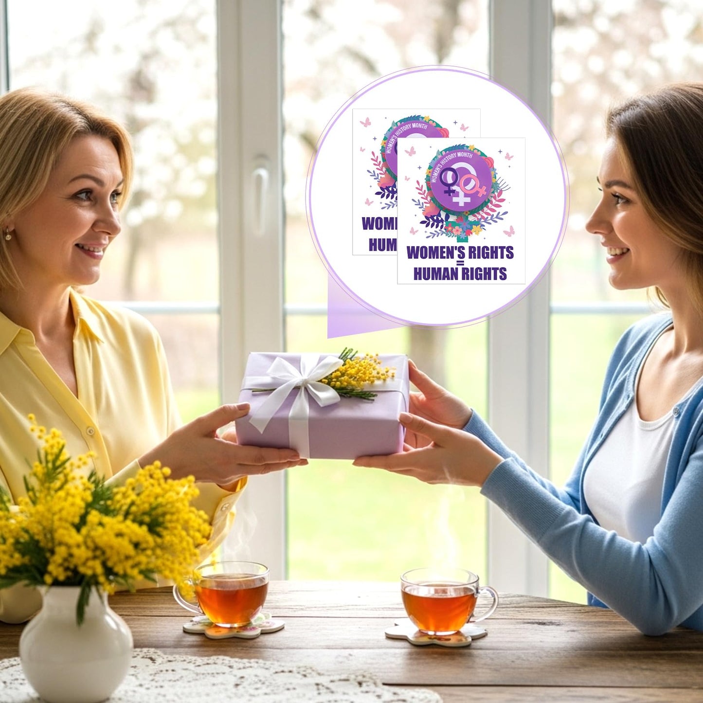 Kigeli 24 Sets Women's History Month Pins for Women, International Womens Day Pins with Cards Bulk Female Rights Awareness Inspirational Gifts for March Feminism Party Supplies