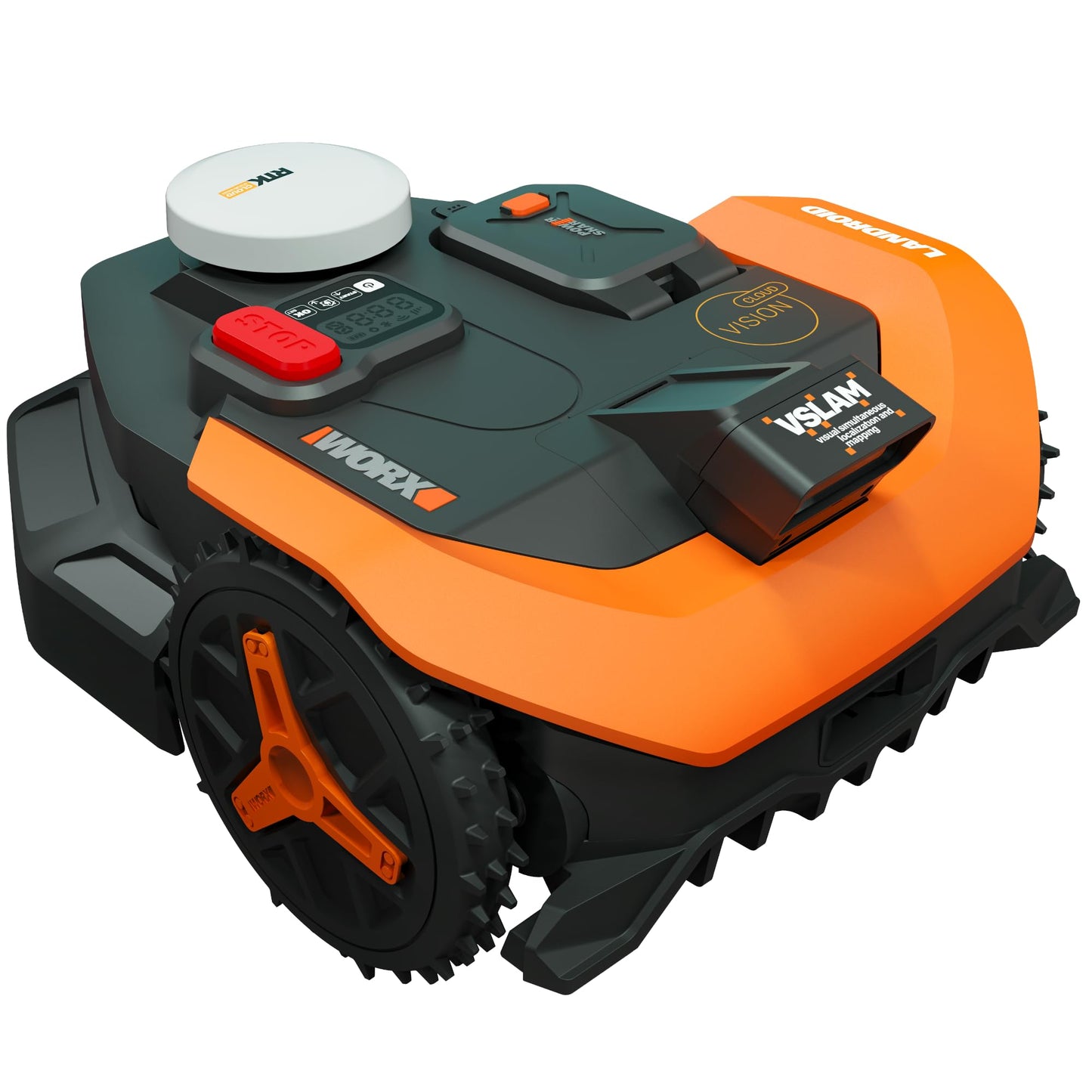 WORX Landroid Vision Cloud Robot Lawn Mower, No Perimeter Wire Robot Mower for 1/2 Acre, AI Obstacle Avoidance + RTK Cloud Navigation, Auto Mapping, App Control, WR320