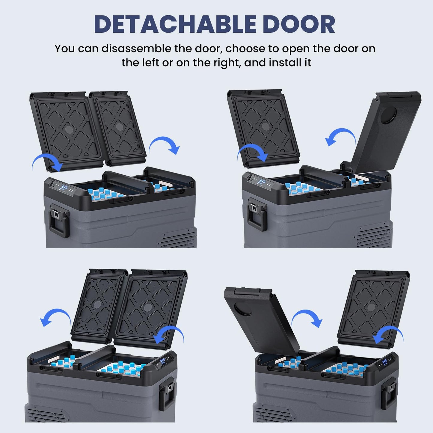 TECXERLLON 12 Volt Car Refrigerator Dual Zone Electric Cooler, 40 Quart Portable Freezer Fridge with APP Control, Compatible with Detachable Battery (Not Included), for Overlanding, Camping, RV, Truck