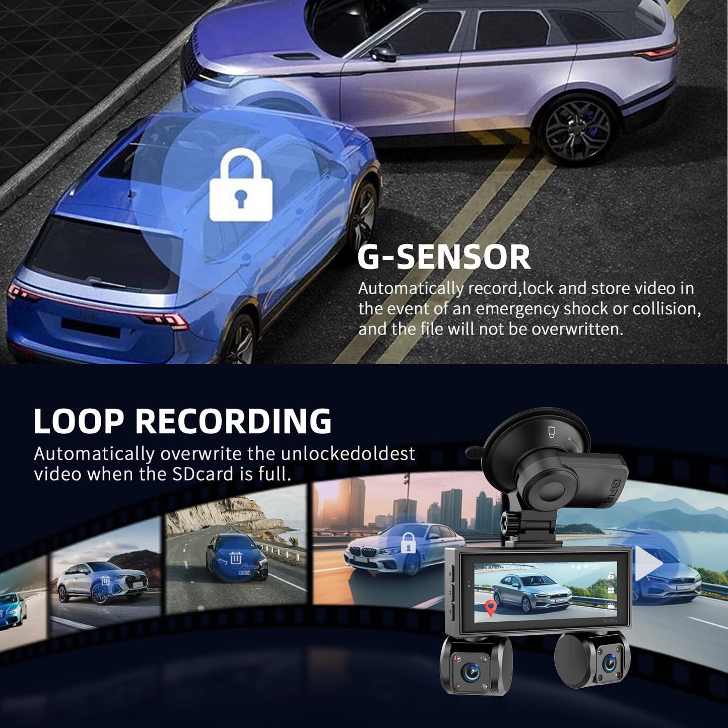 360° View 4 Channel Dash Cam Front and Rear, Dash Camera for Car with 3.16" IPS Touch Screen, 8 IR Night Vision, 5G WiFi&GPS,APP Control, G-Sensor, Loop Recording, Parking Mode, 64GB Card