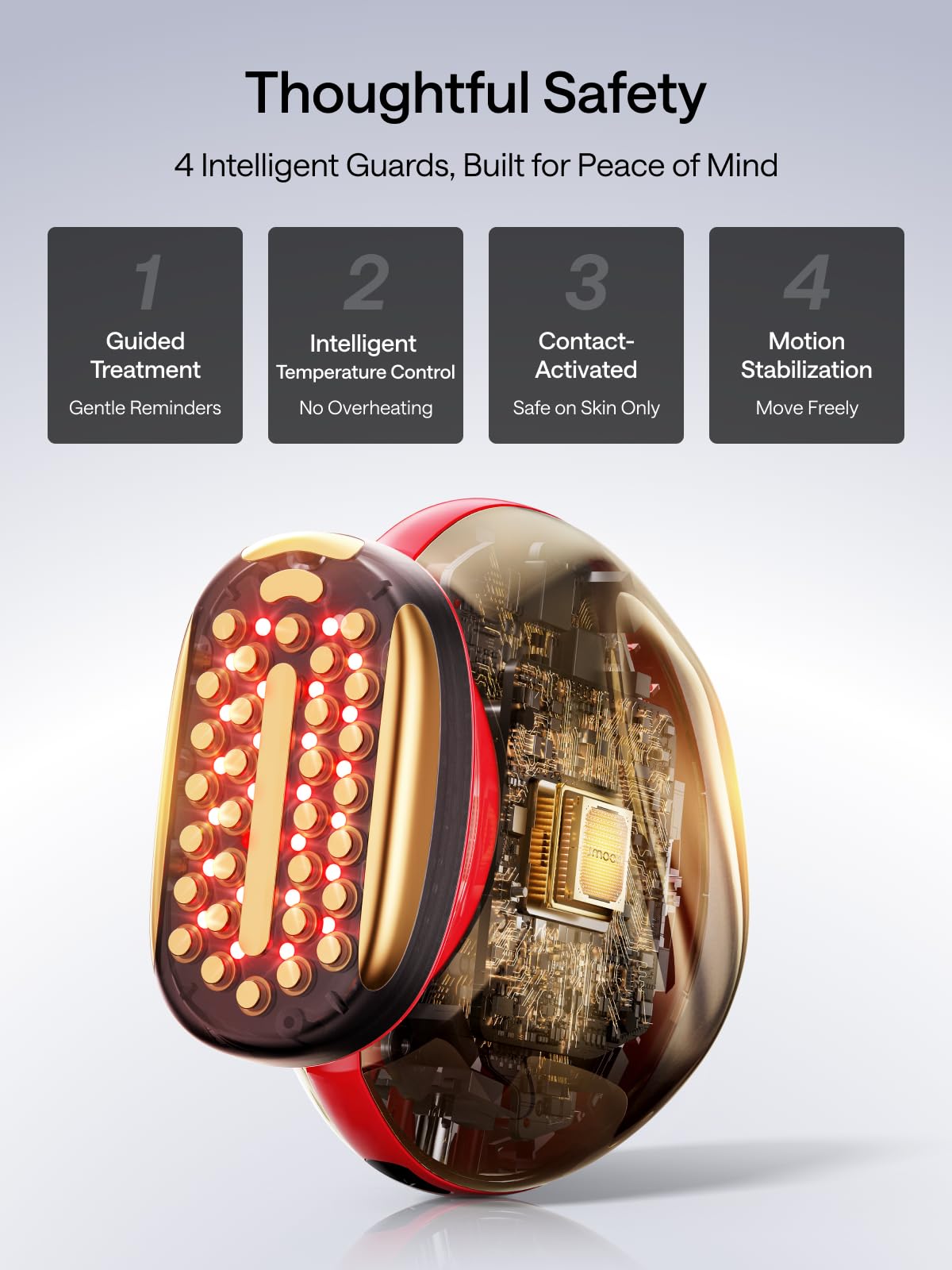 JMOON Microcurrent Facial Device, M30U Red Light Therapy for Face, Safe Anti Aging Skin Care, 4 Modes, 5 Energy Levels for Full Face Lift and Ideal for Smile Lines, Eyes, and Forehead (Red)