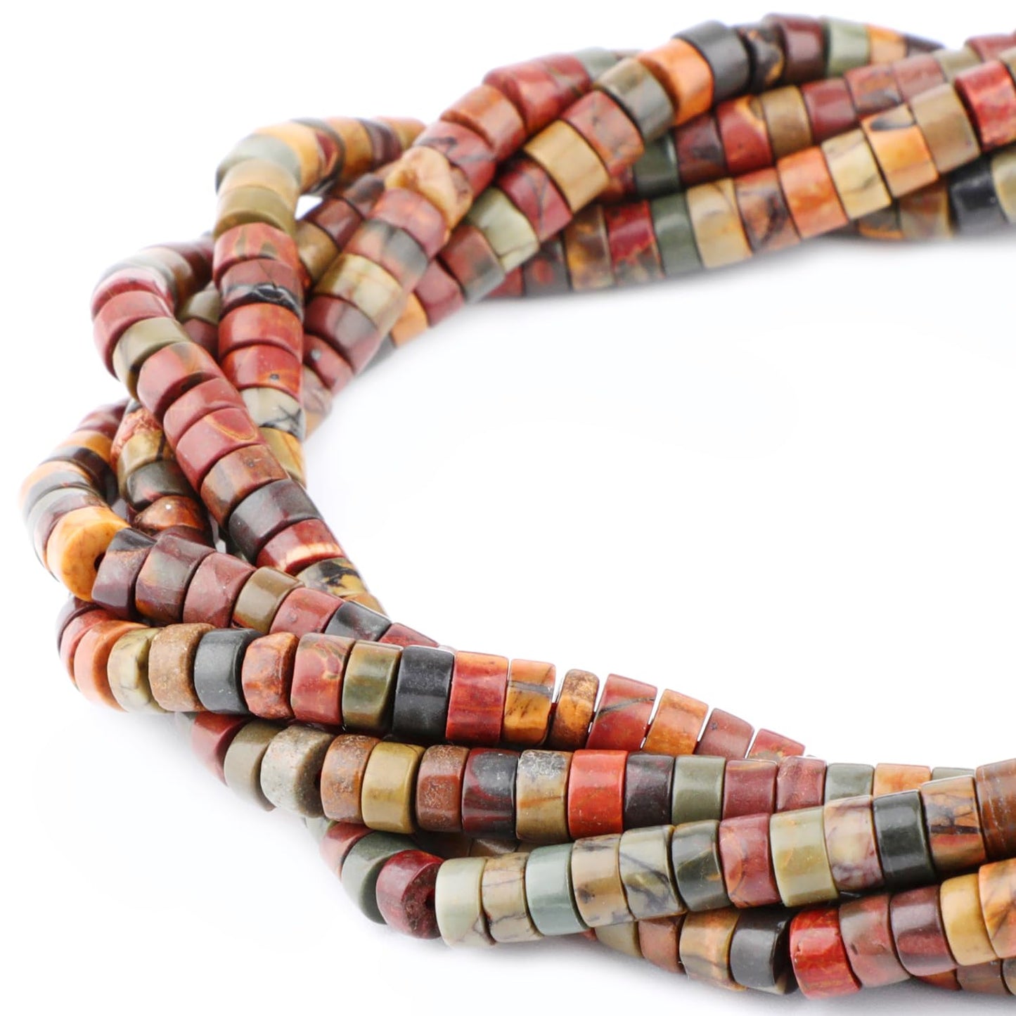 Natural Picasso Jasper Heishi Spacer Beads Loose Semi Precious Flat Round Gemstone Disc Shape Stone for Beading Jewelry Making 4x2mm 15.5"