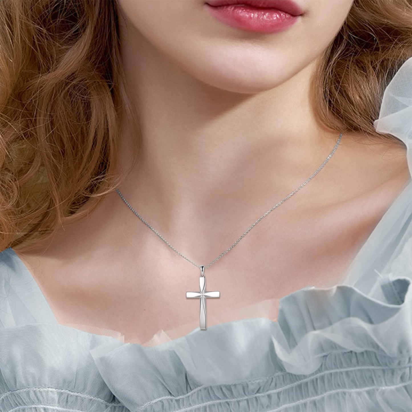 ONEFINITY Religious Cross Pendant Necklace Sterling Silver Origami Cross Pendant Gifts for Women Men Jewelry (Origami)