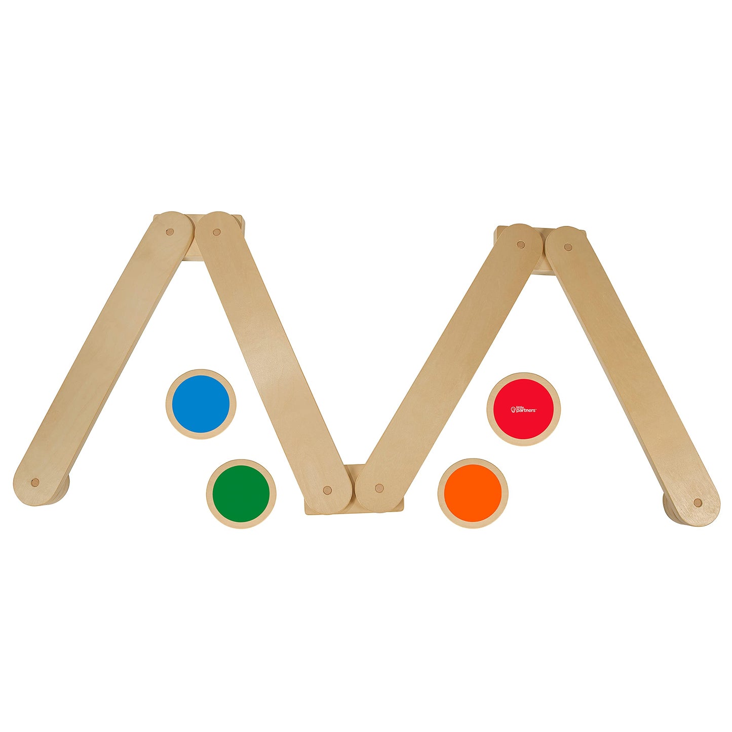 Little Partners Learn 'N Balance Toddler Balance Beam and Stepping Stones Set for Kids, Wooden Indoor Children's Activity Toy with 4 Colorful Stones, Portable Design, Hinged Sections