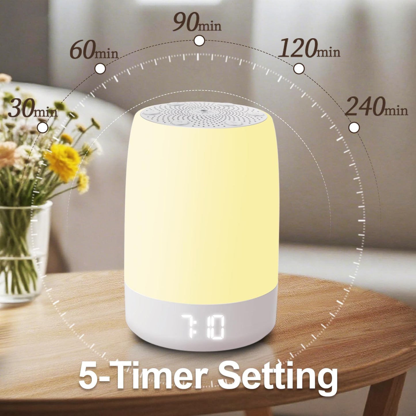 Reajoy White Noise Machine Alarm Clock for Baby Adults Kids with 32 Soothing Sounds 8 Colors Rainbow Breathing Light，Toddler Sleep Trainer with Timer, App Remote Control，Bluetooth Playback for Bedroom