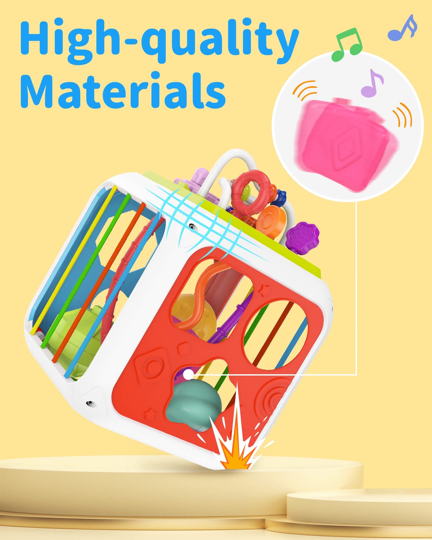 kecristv Montessori Toys for Toddler Girls Boys, Baby Sorter Learning Sensory Activity Cube, Toddler Girl Boy Easter Basket Stuffers Birthday Gifts, Baby Toys 18+ Months