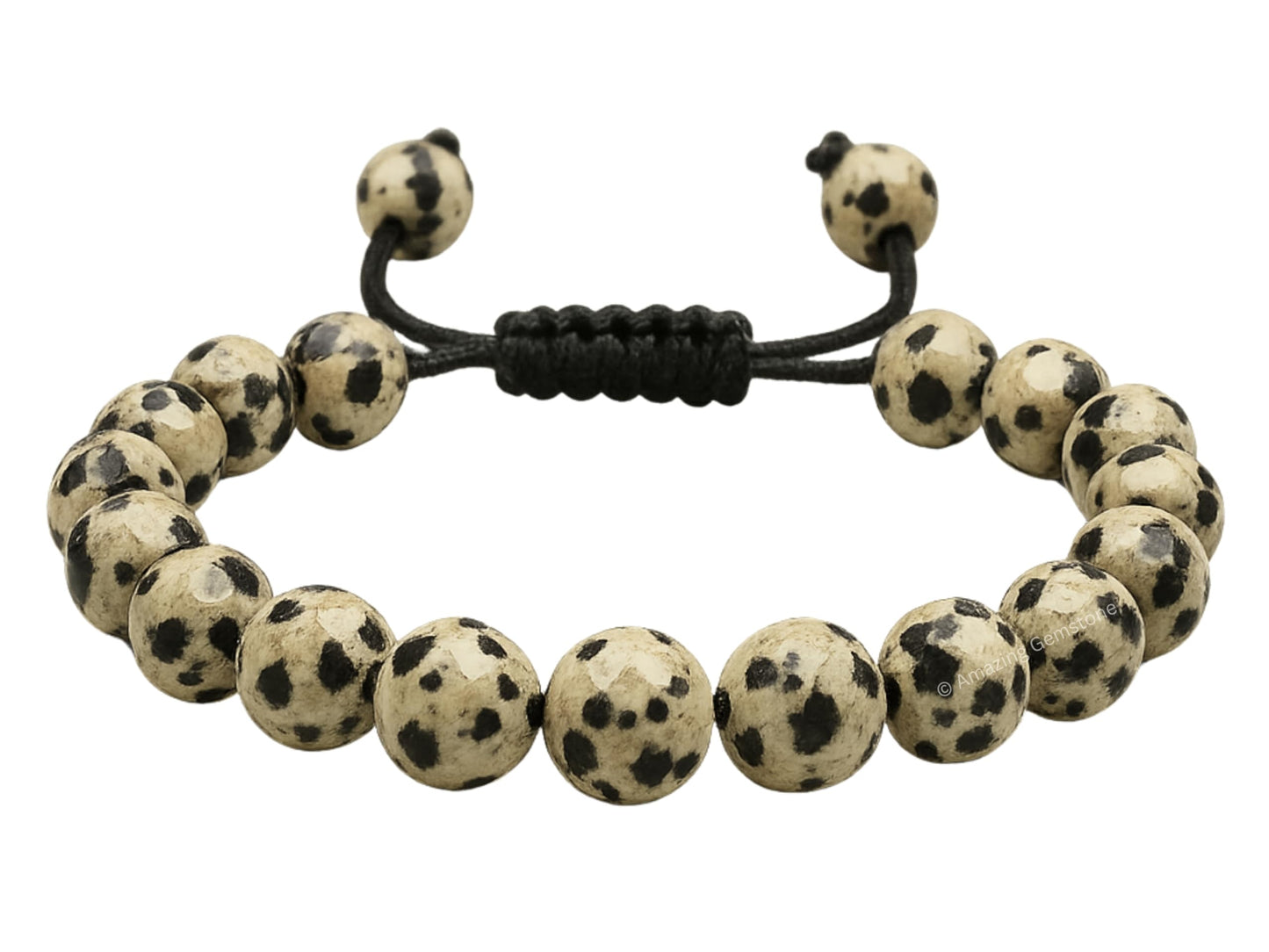 Amazing Gemstone Dalmatian Jasper Bracelet for Women - Chakra Mens Bracelet Protection Crystals and Healing Stones, Blessing Spiritual Meditation Stocking Stuffers (Faceted Beaded Bracelet)