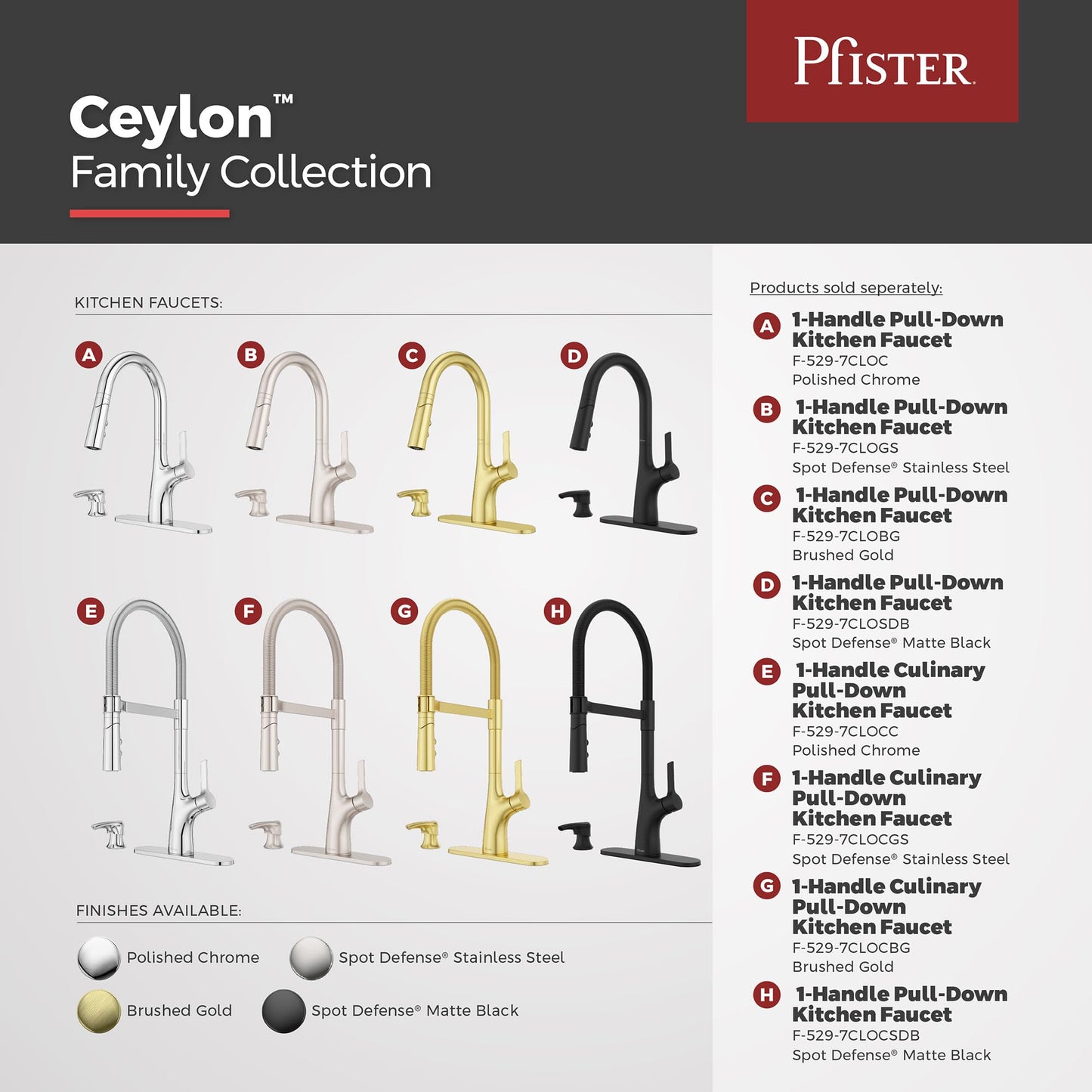 Pfister Ceylon Kitchen Faucet with Pull Down Sprayer and Soap Dispenser, Single Handle, NSF Certified, Spot Defense Matte Black Finish, F5297CLOSDB