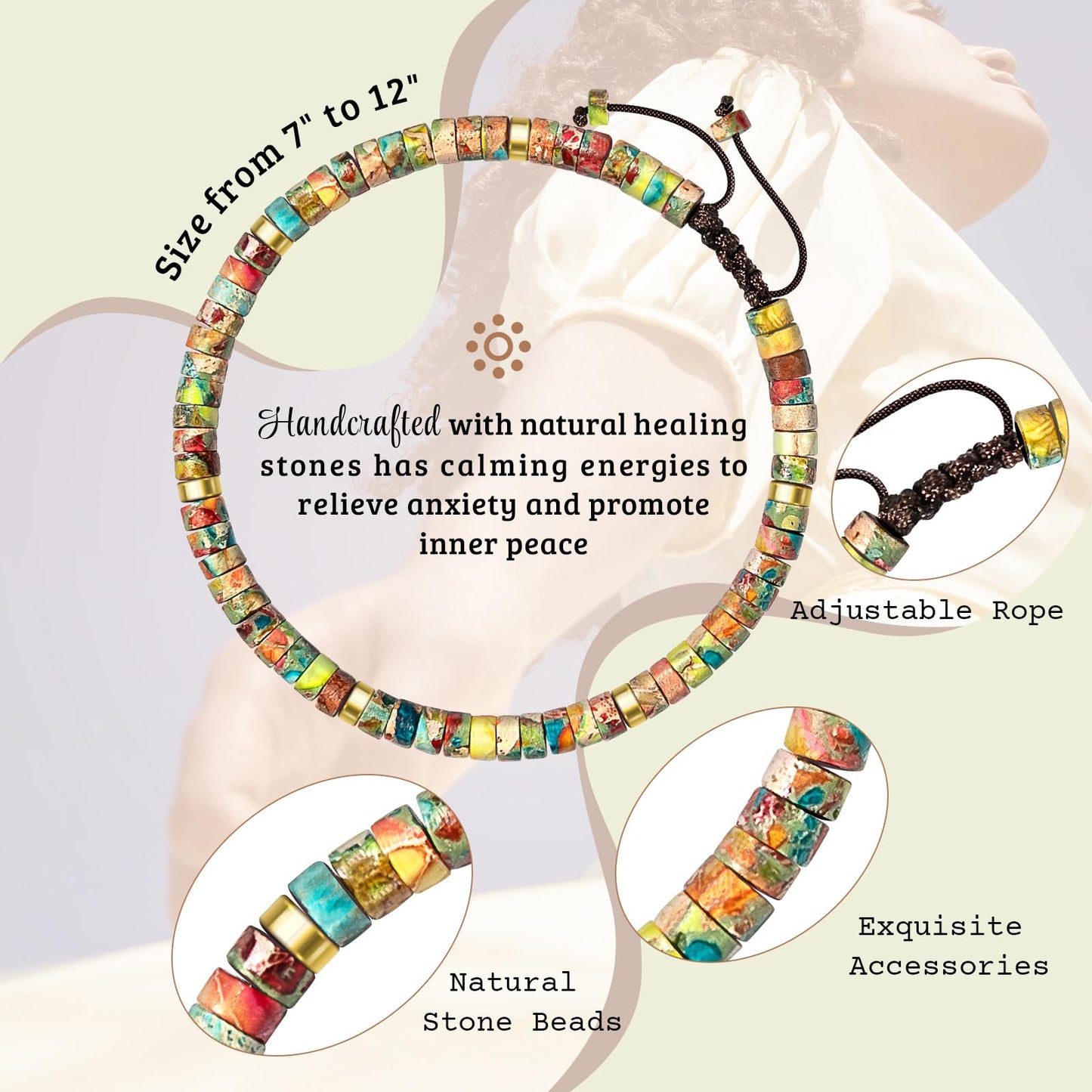 ZOKCC Cheer Up Gifts Bracelets for Women Healing Natural Stone Bracelets - Get Well Soon Inspirational Gifts for Women Friends Sister Friendship Bestie Coworker (E- HUG- KING STONE)