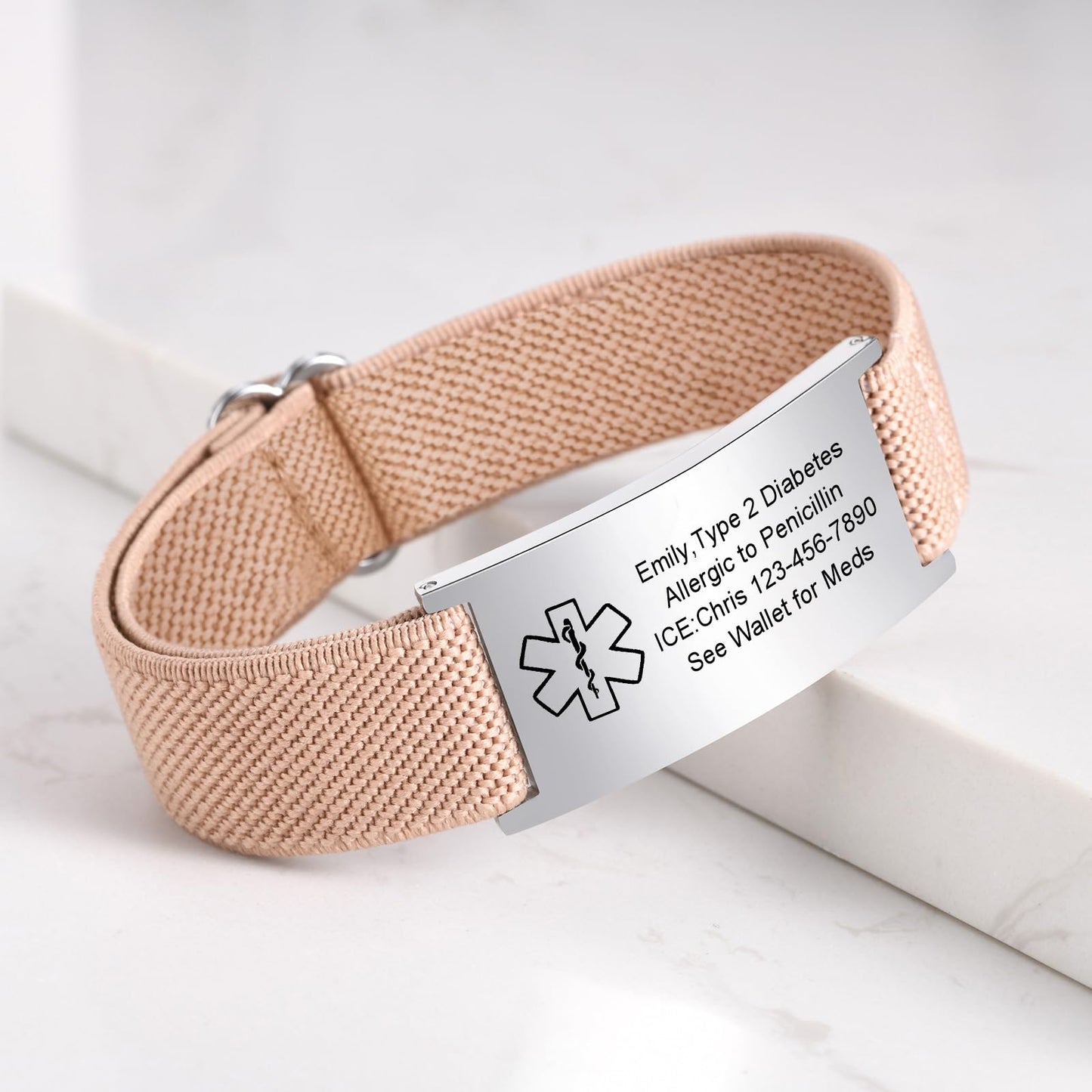VNOX Medical Alert Bracelets for Men & Women with Free Engraving Adjustable Stainless Steel Mesh Emergency Medical ID Bracelets Wristband