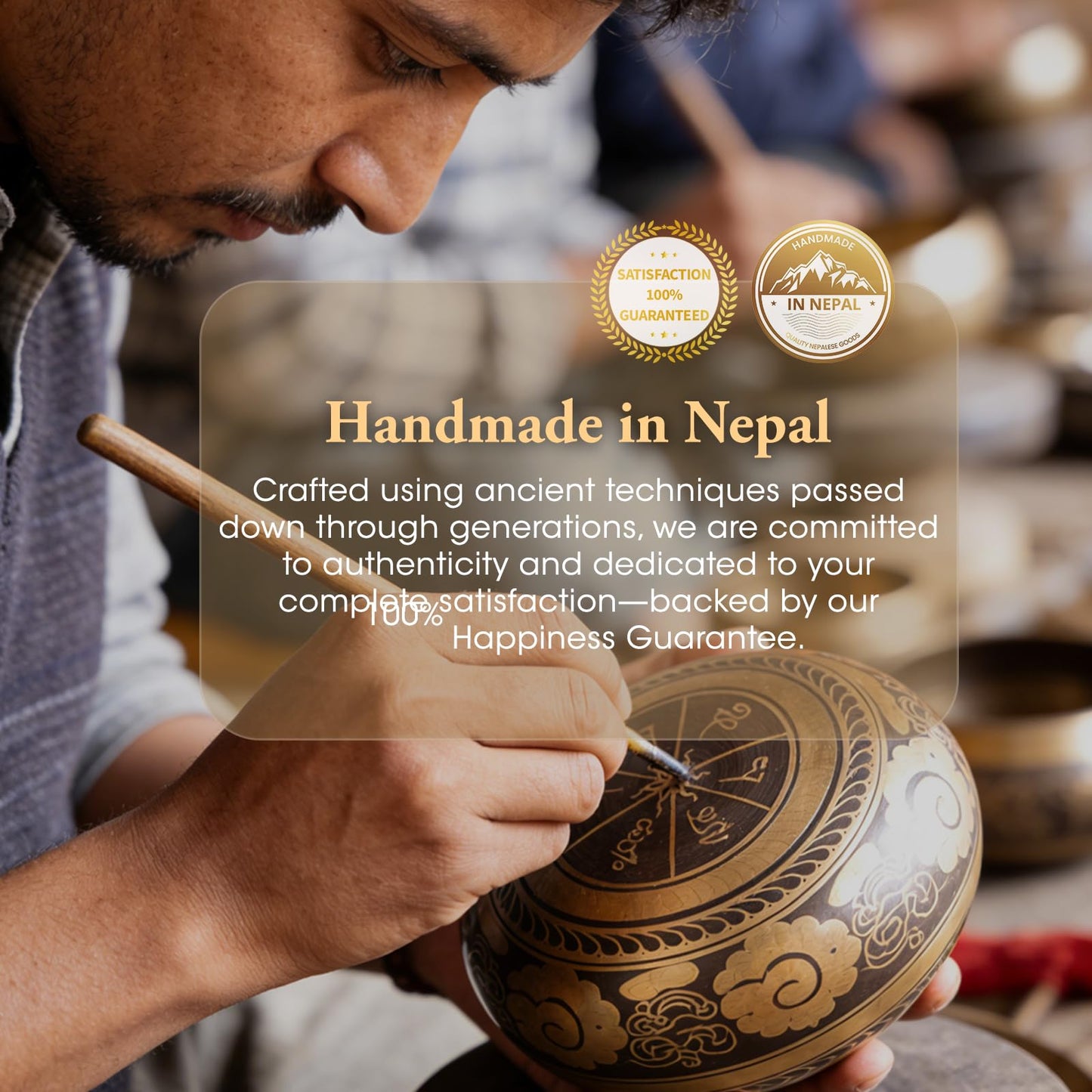 Relaehih 2-Pack Tibetan Singing Bowls Set - 100% Handmade in Nepal, Sound Bowl Meditation Set for Yoga, Chakra Healing, Meditation Gifts, Unique Gifts for Women